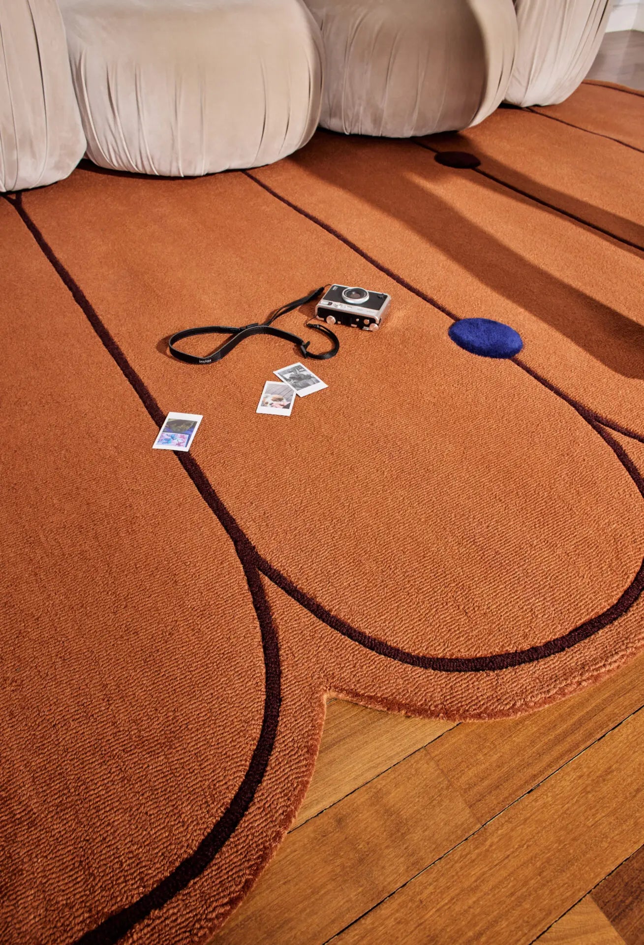 Teppich PARIS ziegelrot mit marineblau und rosa