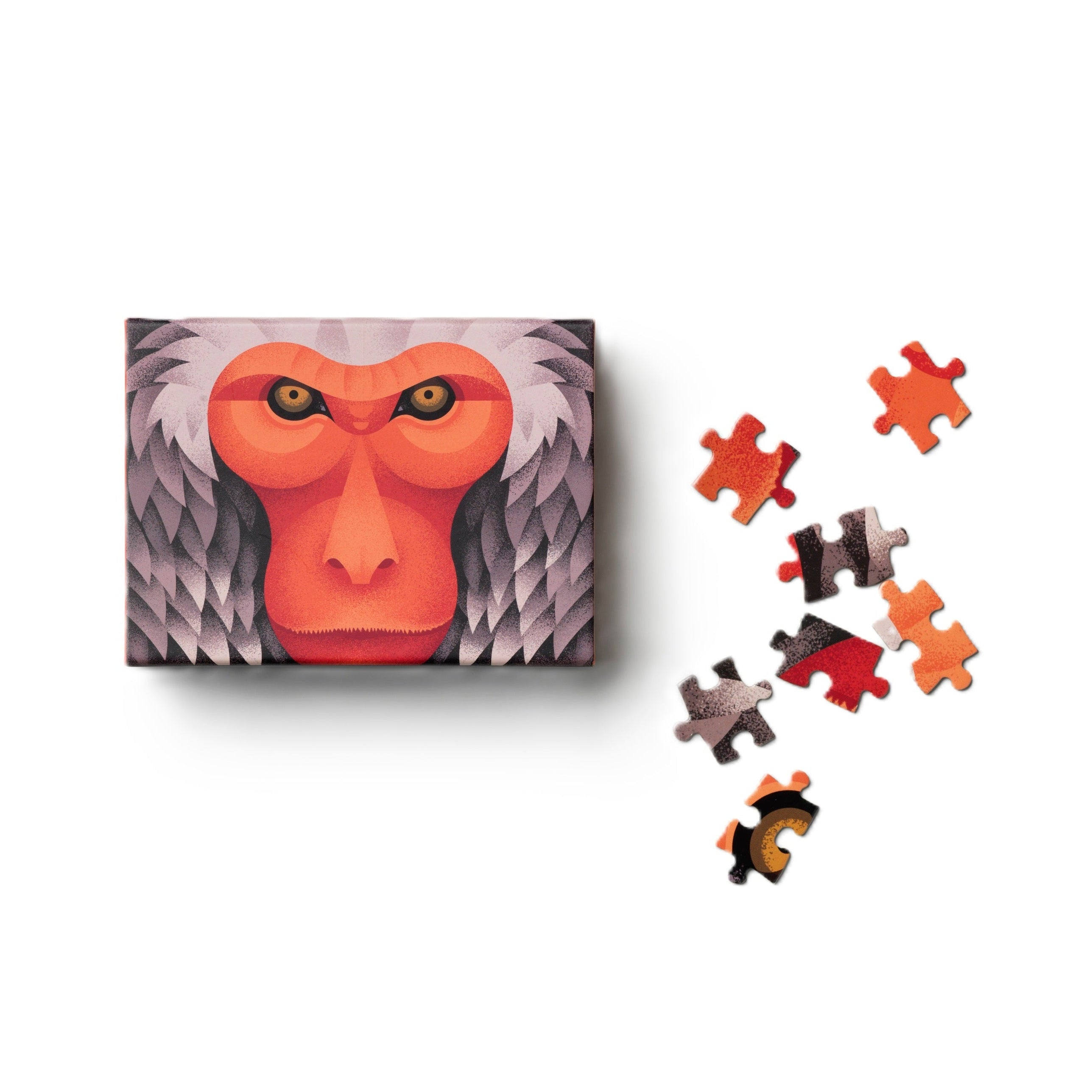 Puzzle JAPANESE MACAQUE pomarańczowy z szarym – Printworks