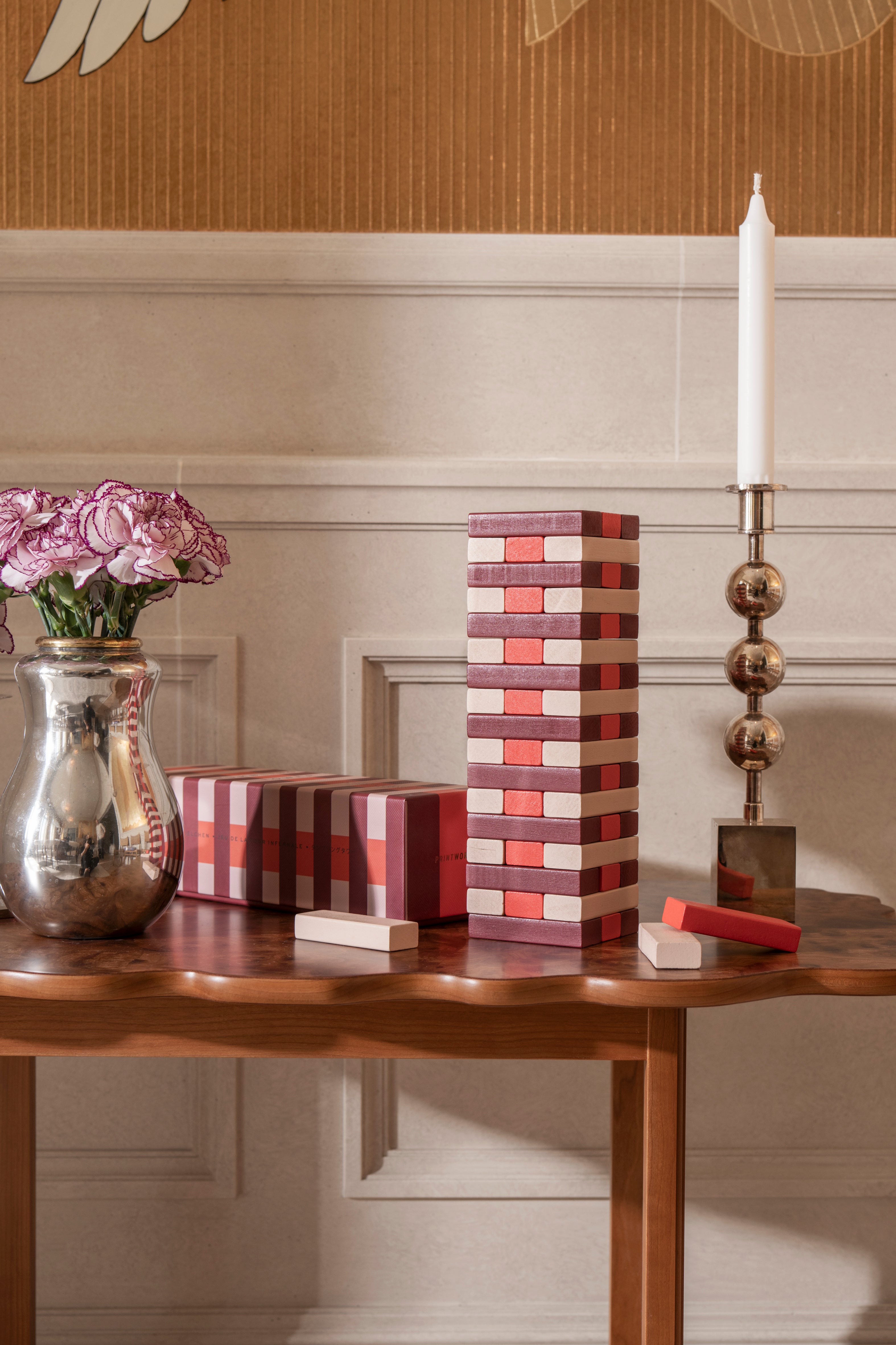 Gra strategiczna yenga TUMBLING TOWER beżowy z czerwonym