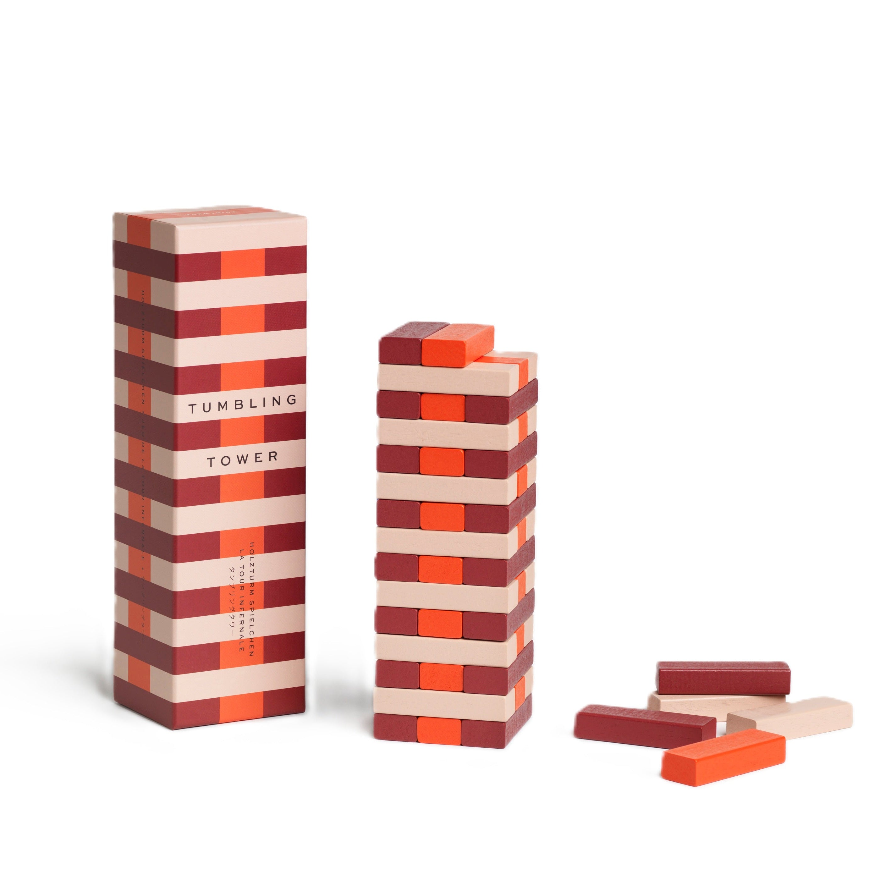 Gra strategiczna yenga TUMBLING TOWER beżowy z czerwonym