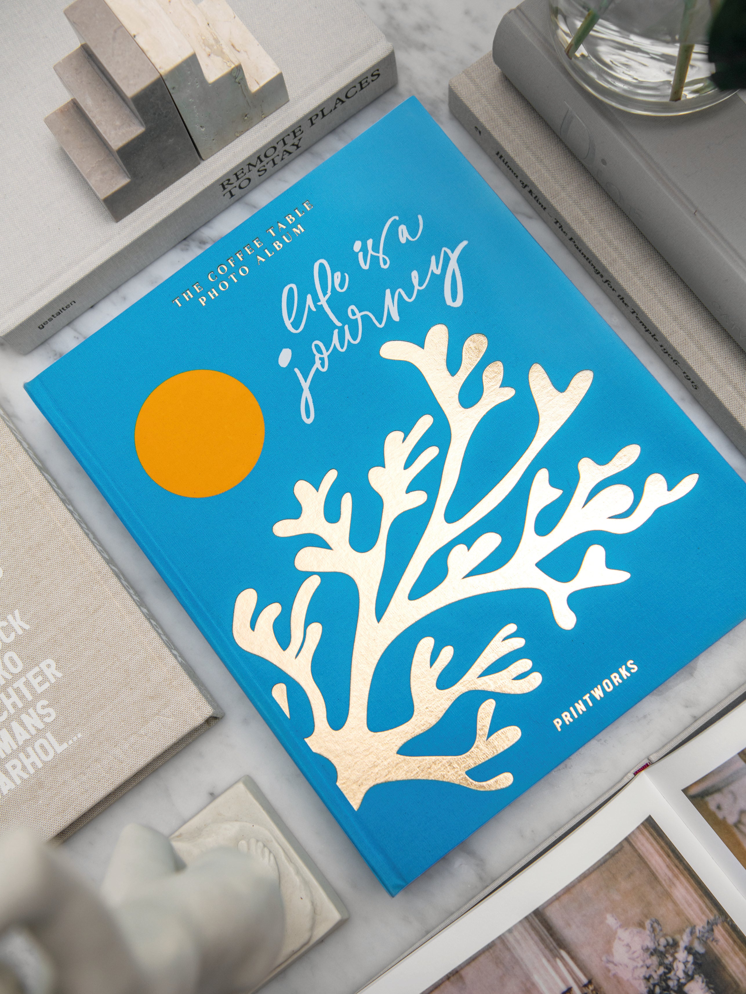 Album na zdjęcia LIFE IS A JOURNEY turkusowy ze złotym