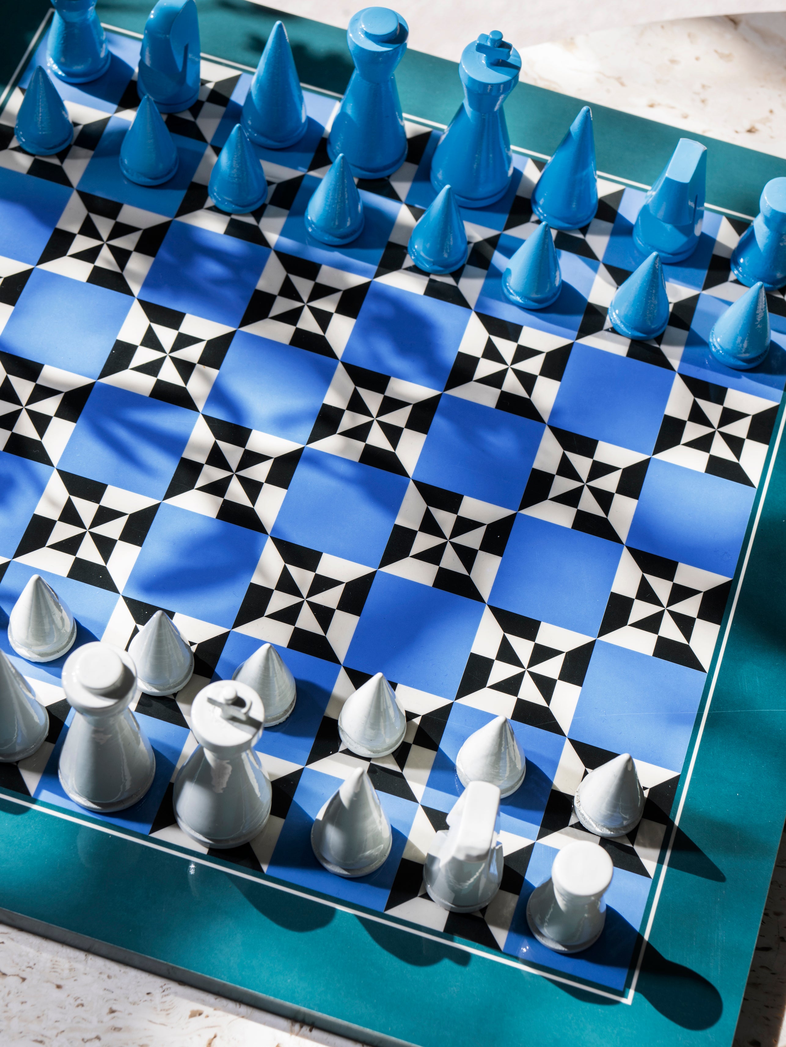 Schachspiel LACQUERED CHESS POSEIDON blau