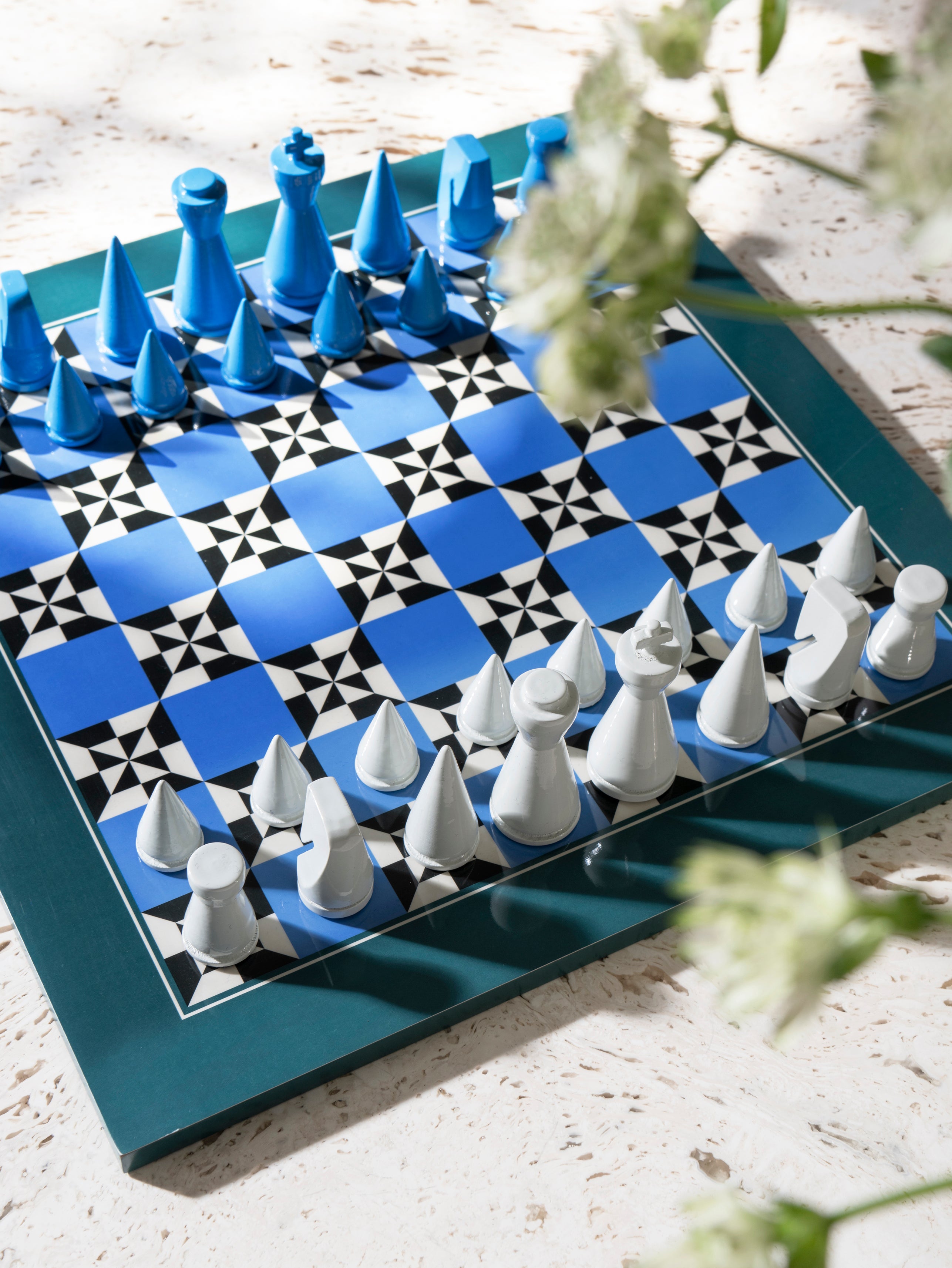 Schachspiel LACQUERED CHESS POSEIDON blau
