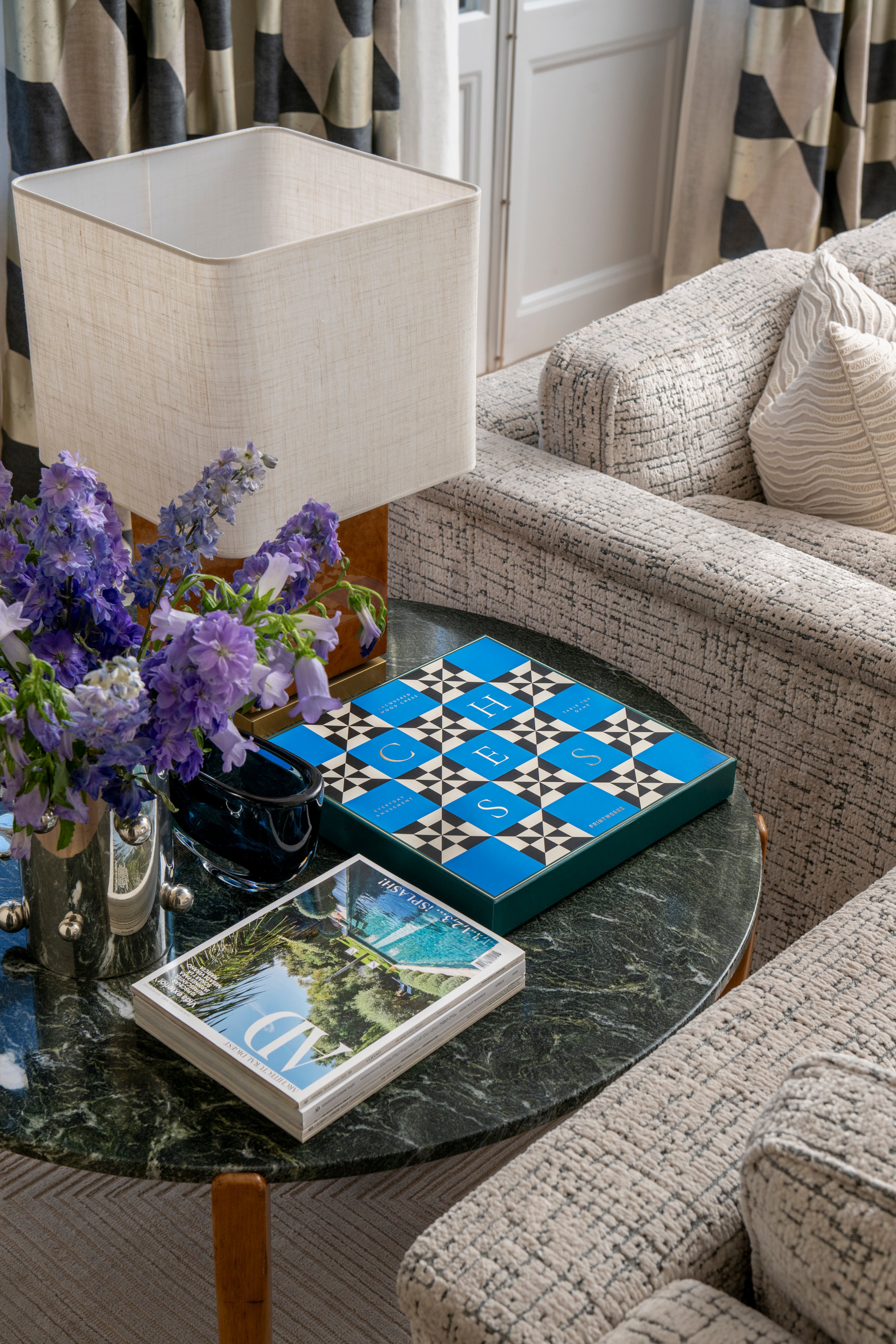 Schachspiel LACQUERED CHESS POSEIDON blau