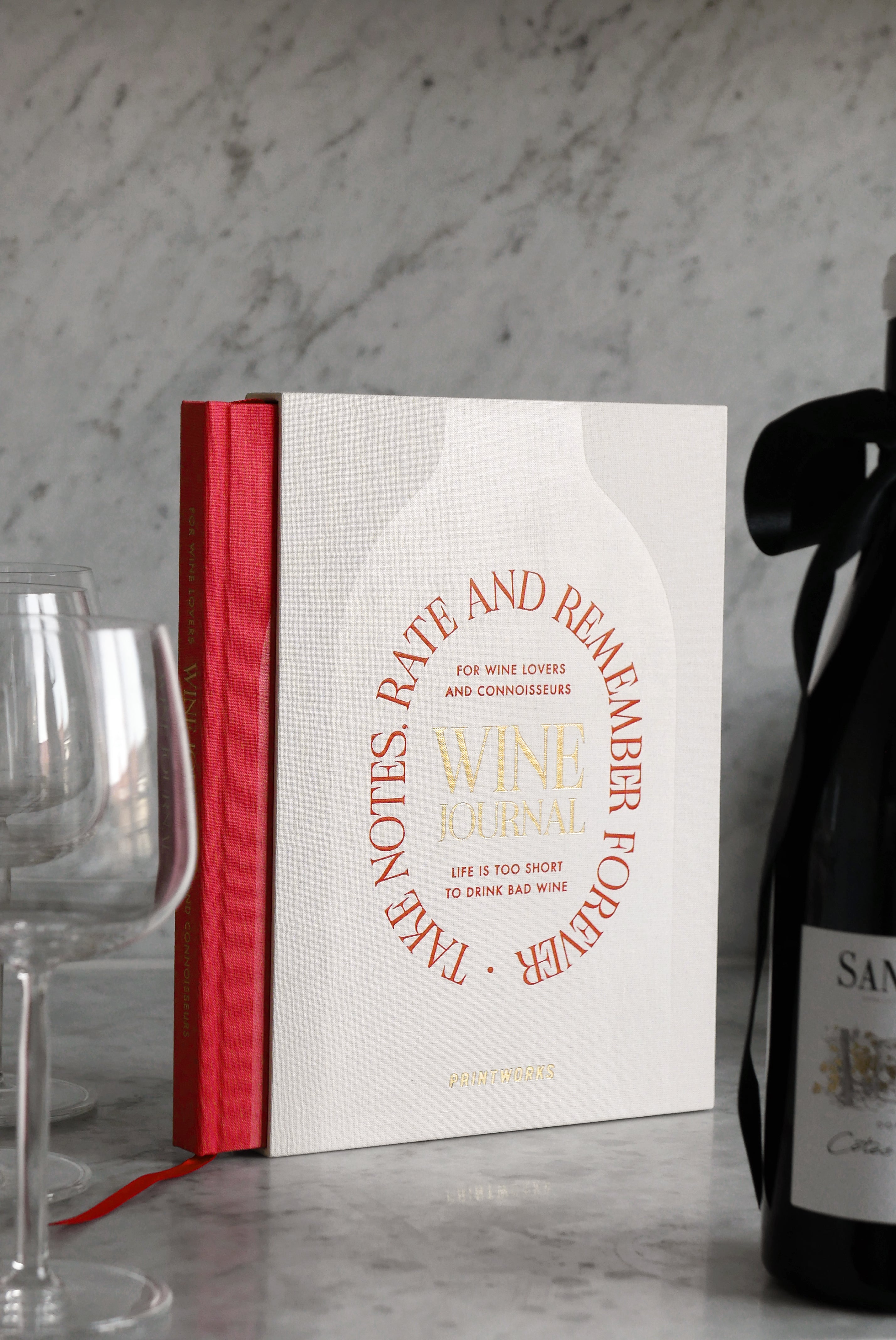 Weinverkostungsjournal WINE TASTING beige mit Rot