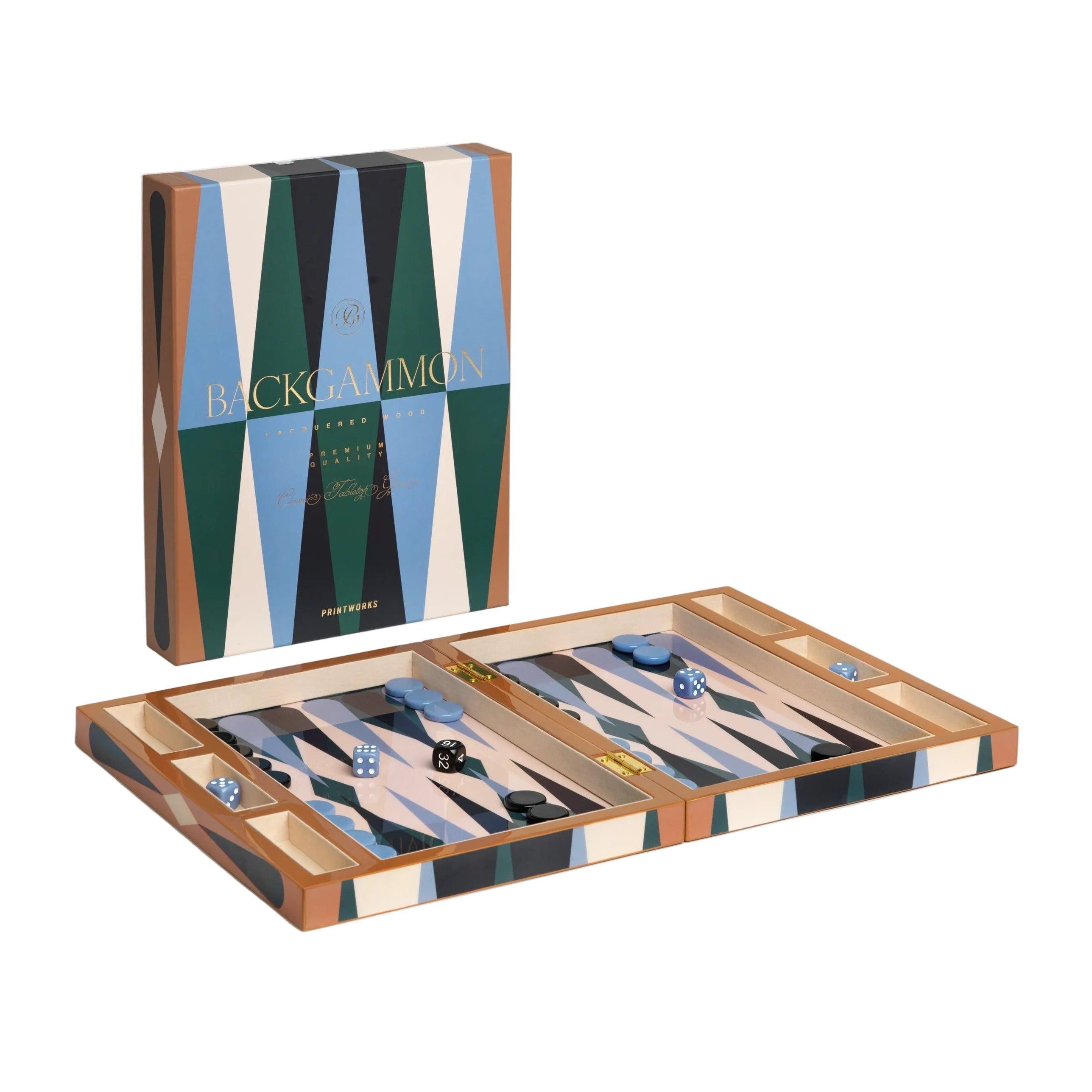 Backgammon-Spielset LACQUERED BACKGAMMON braun mit blau
