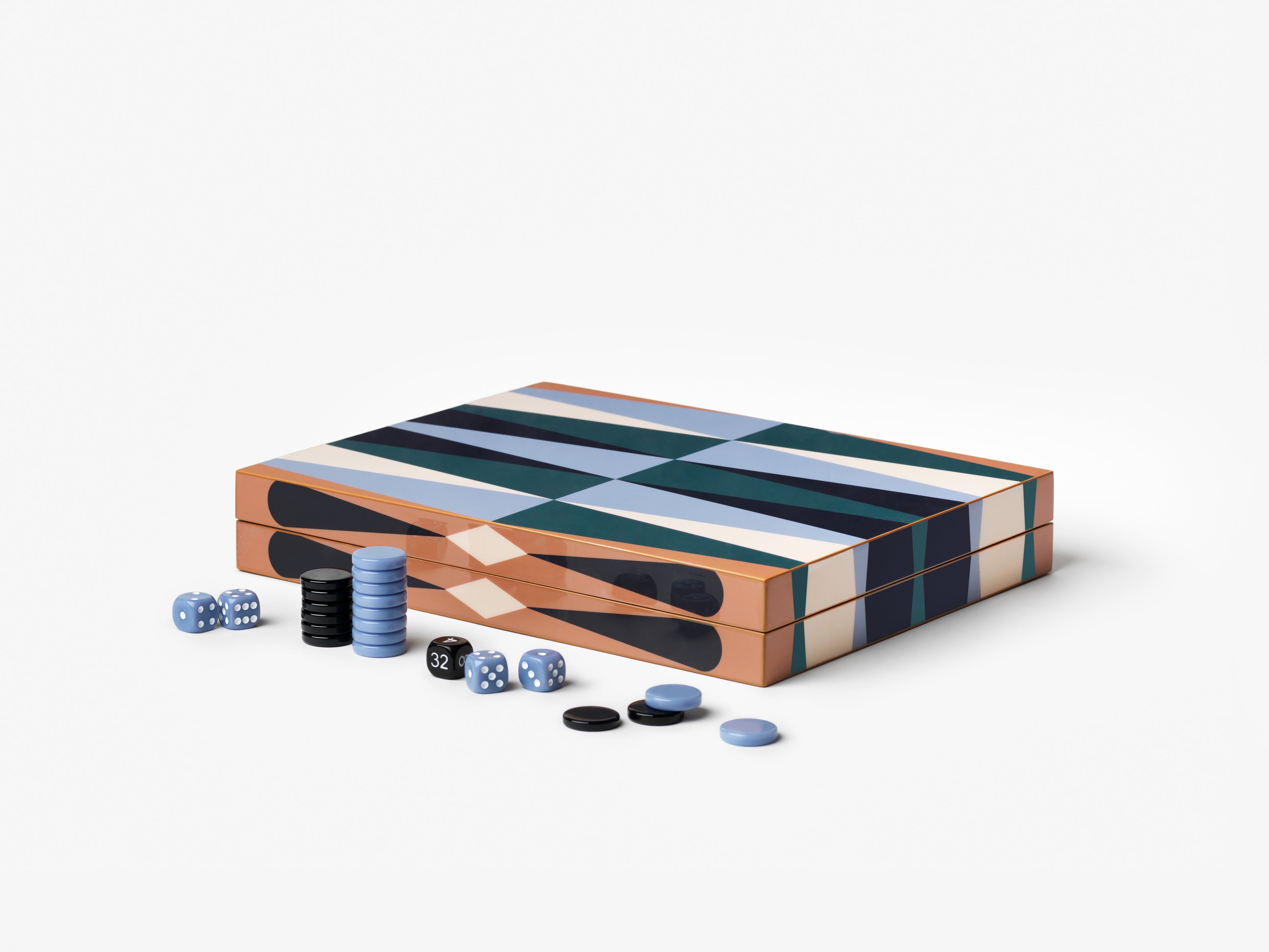 Backgammon-Spielset LACQUERED BACKGAMMON braun mit blau