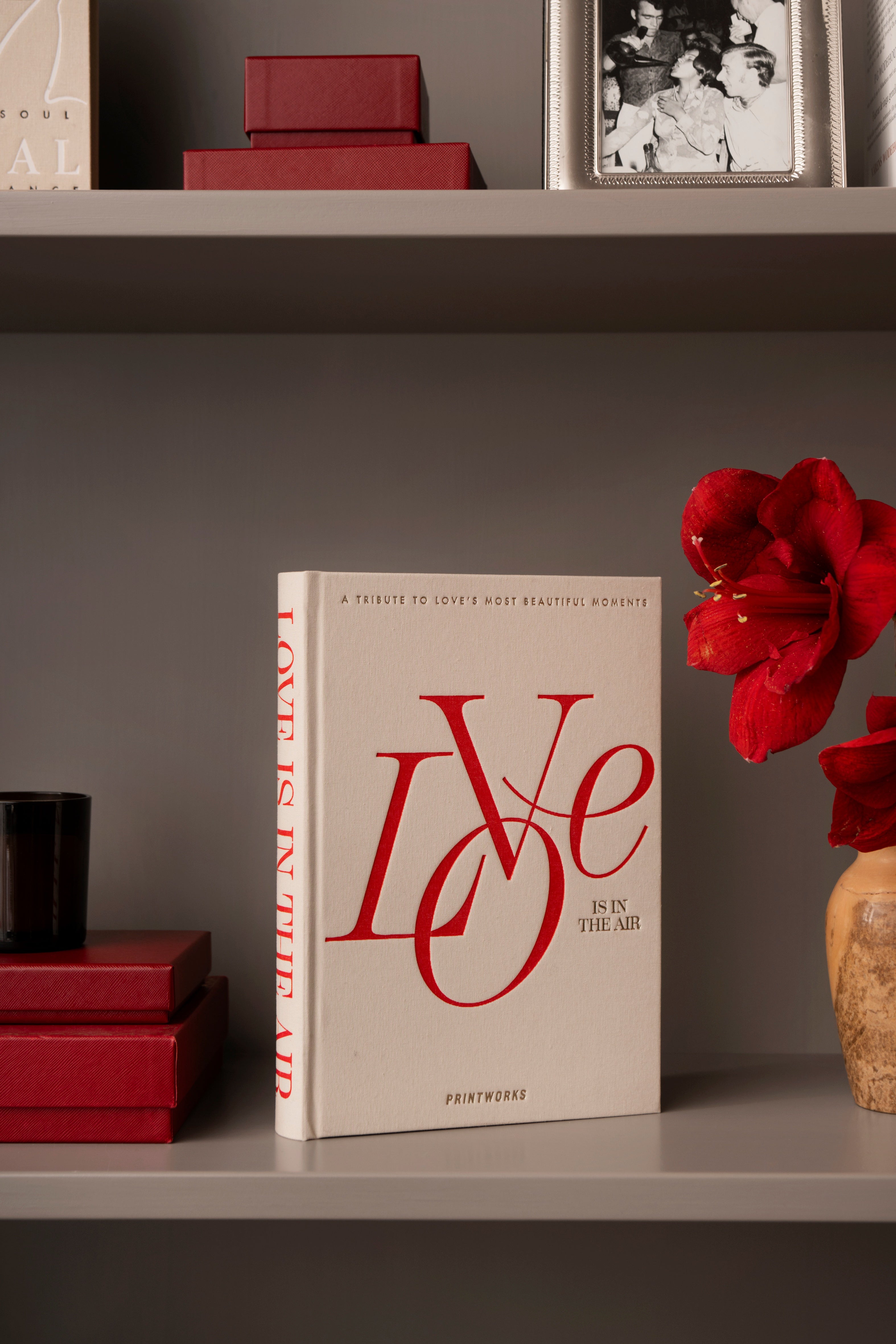 Fotoalbum LOVE IS IN THE AIR beige mit Rot