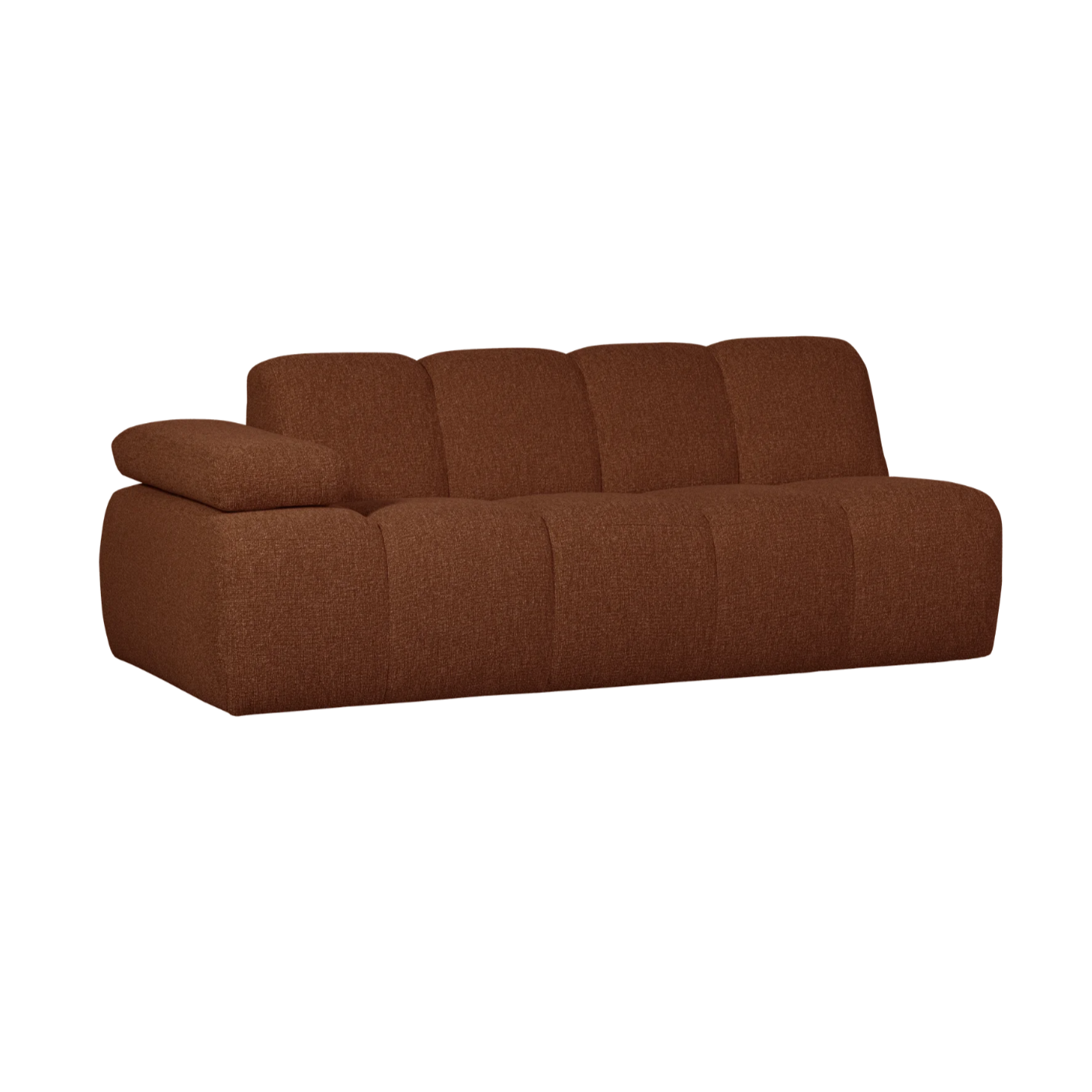Sofa modułowa MOJO - element 2-osobowy lewostronny brązowy bouclé