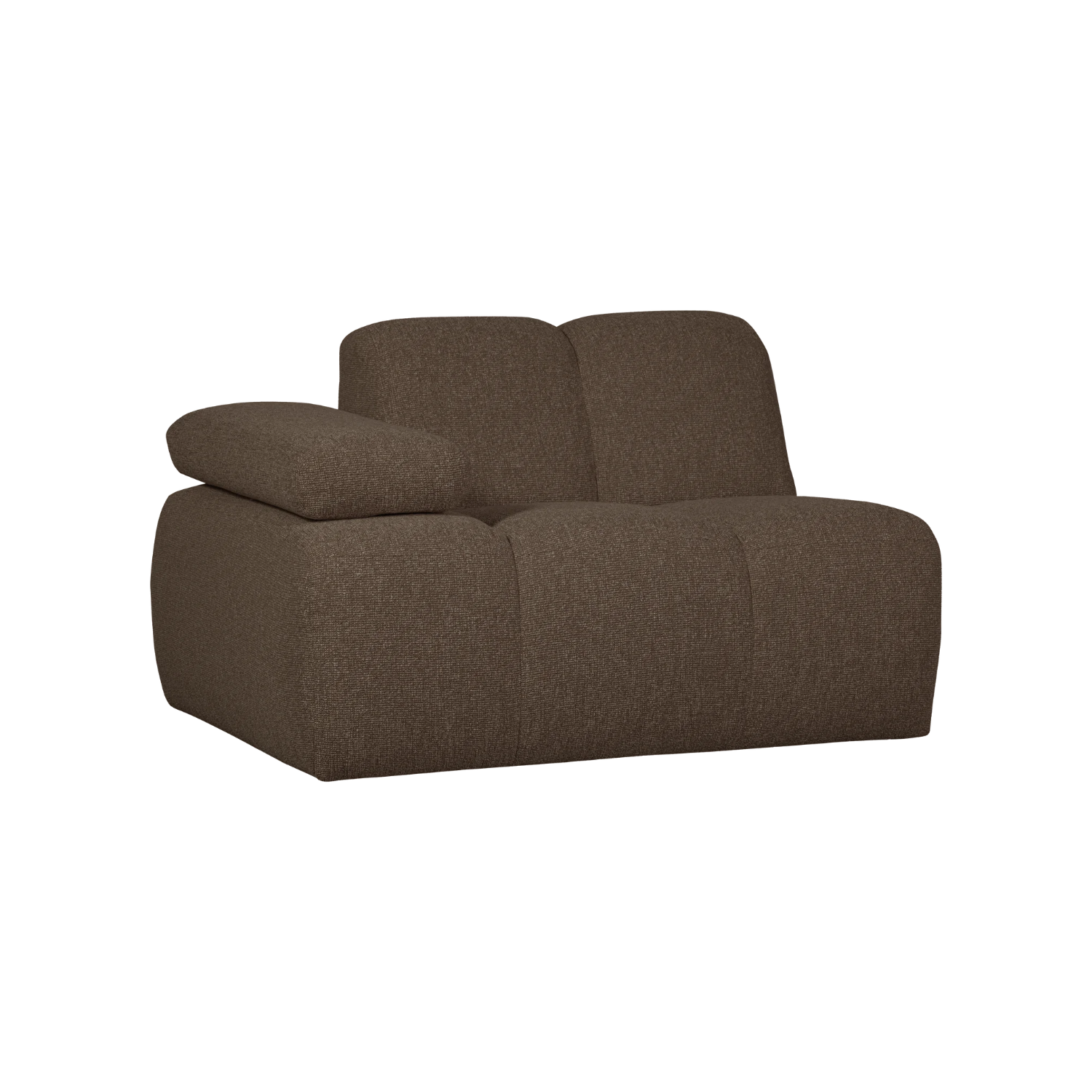 Sofa modułowa MOJO - element lewostronny ciemnobrązowy bouclé