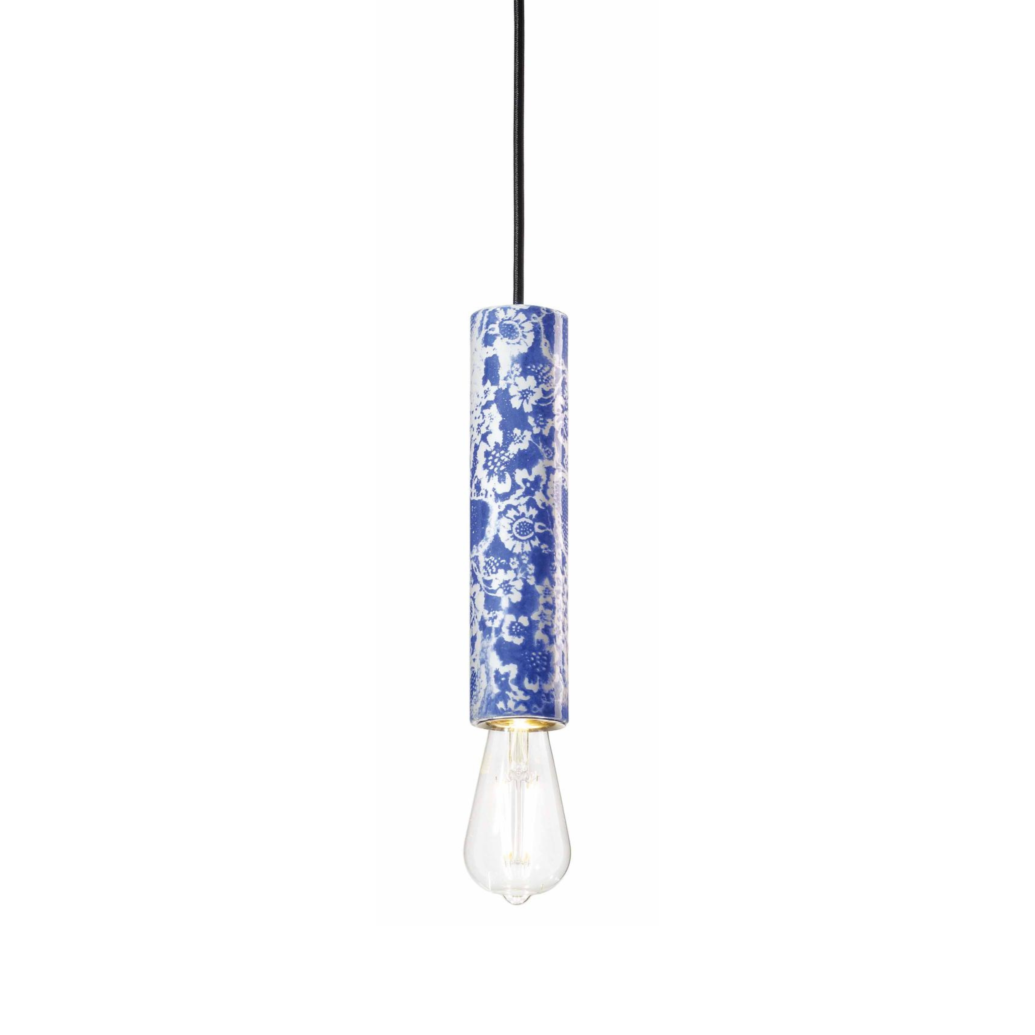 Lampa wisząca ceramiczna PI niebieskie kwiaty