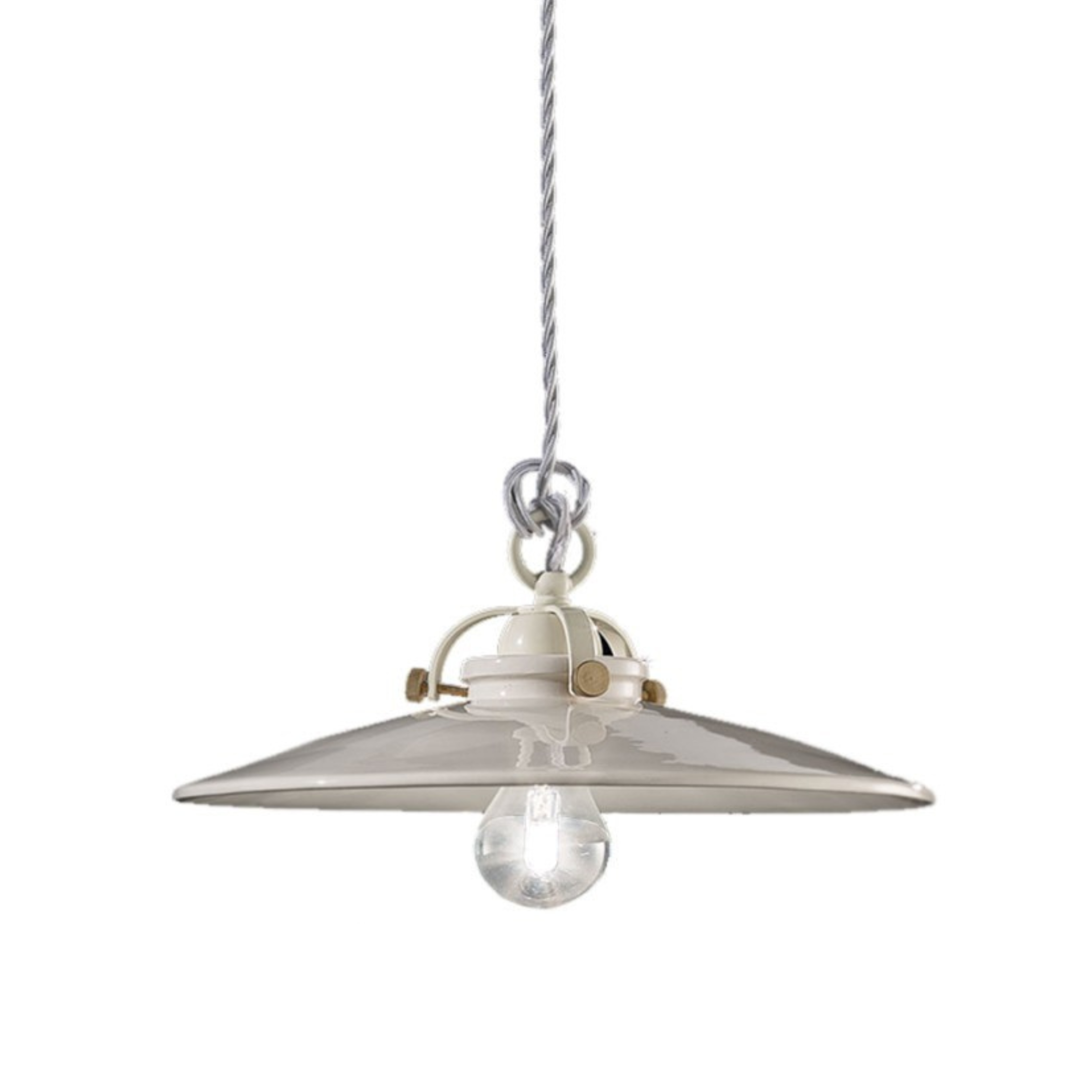 Lampa wisząca ceramiczna B&W biały z mosiężnym wykończeniem