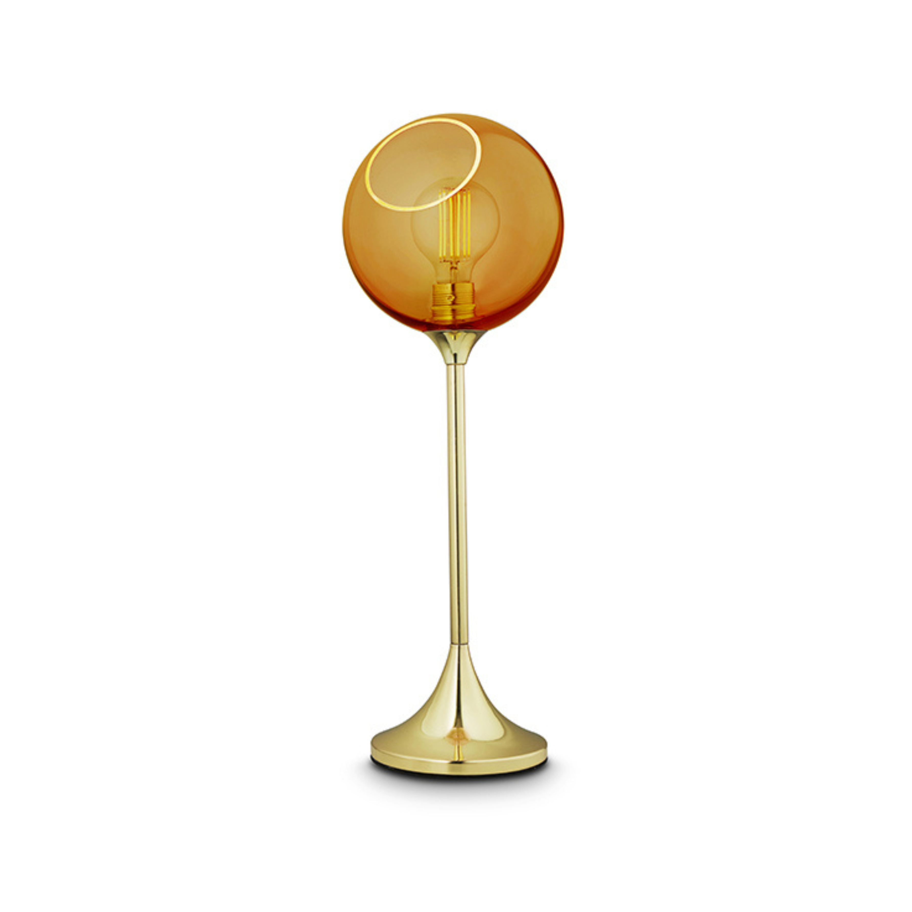 Lampa stołowa BALLROOM bursztynowy ze złotą podstawą