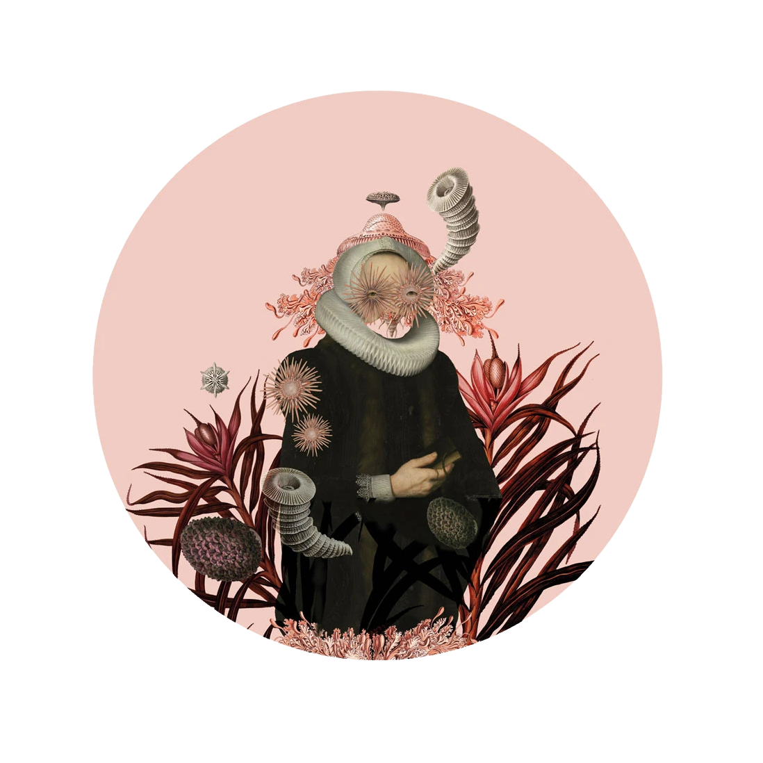 Wandbild in Kreisform DOTS - LADY MEDUSA rosa