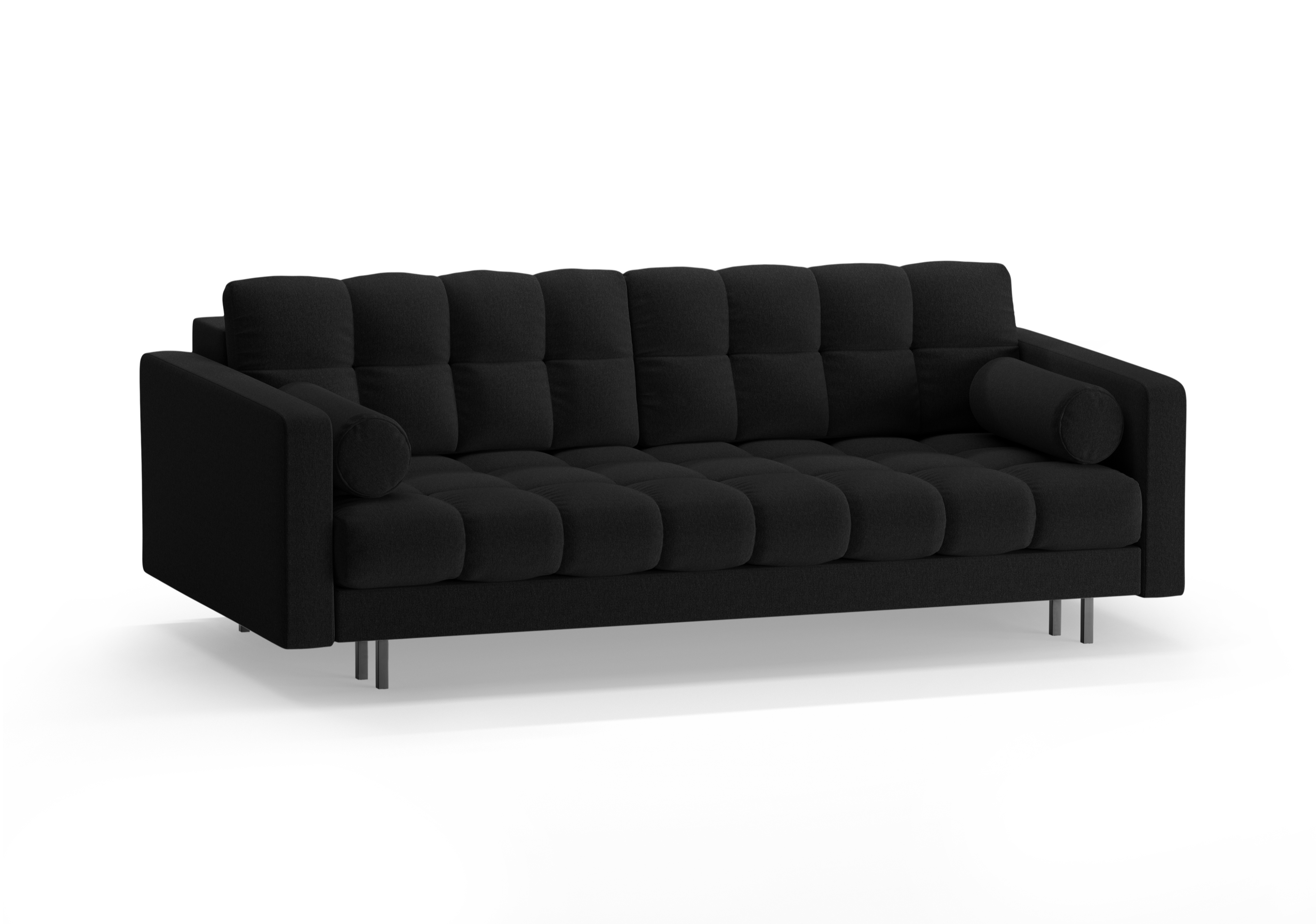 Sofa 3-osobowa z funkcją spania BALI czarny bouclé z czarną podstawą