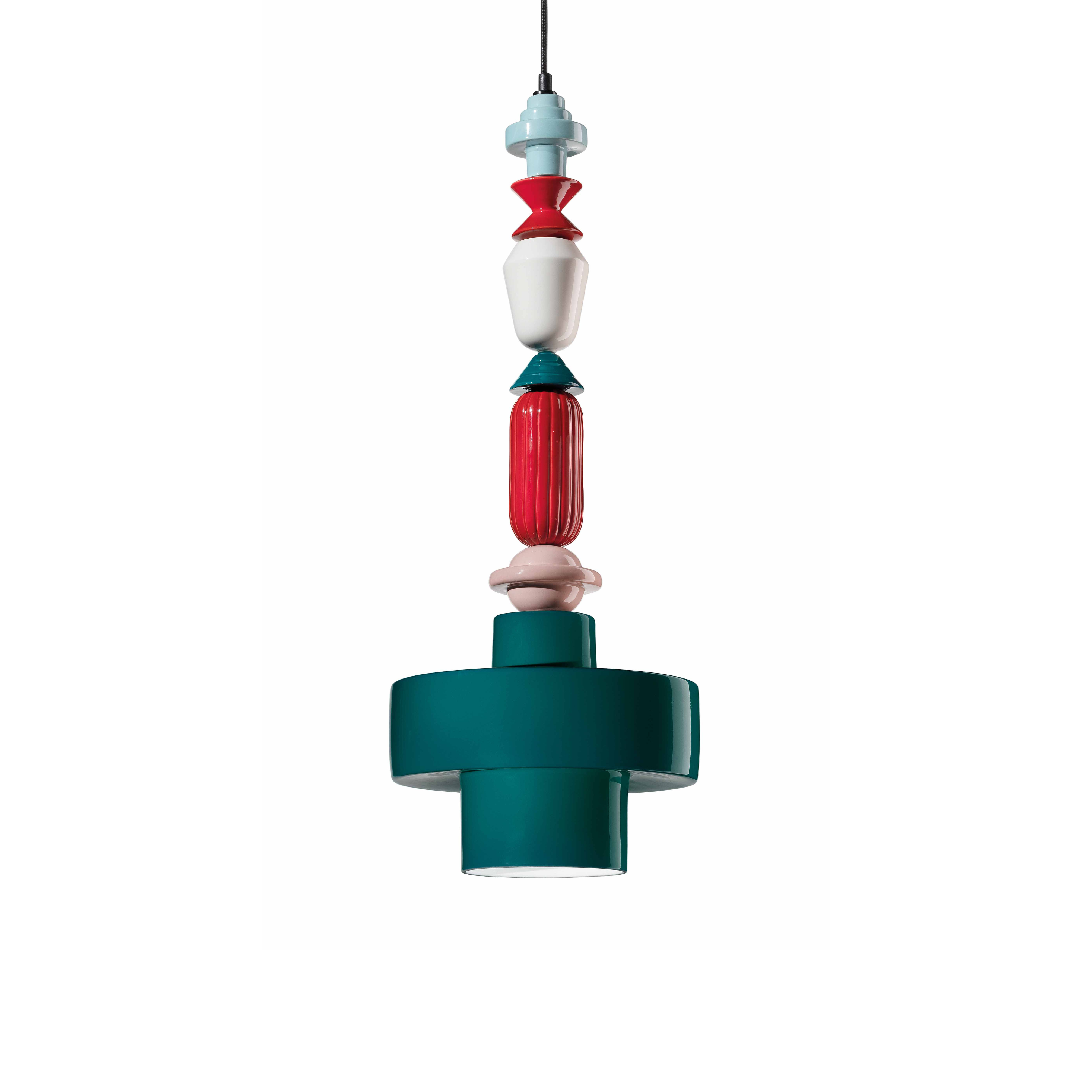 Lampa wisząca ceramiczna LARIAT ROLL niebieski petrol