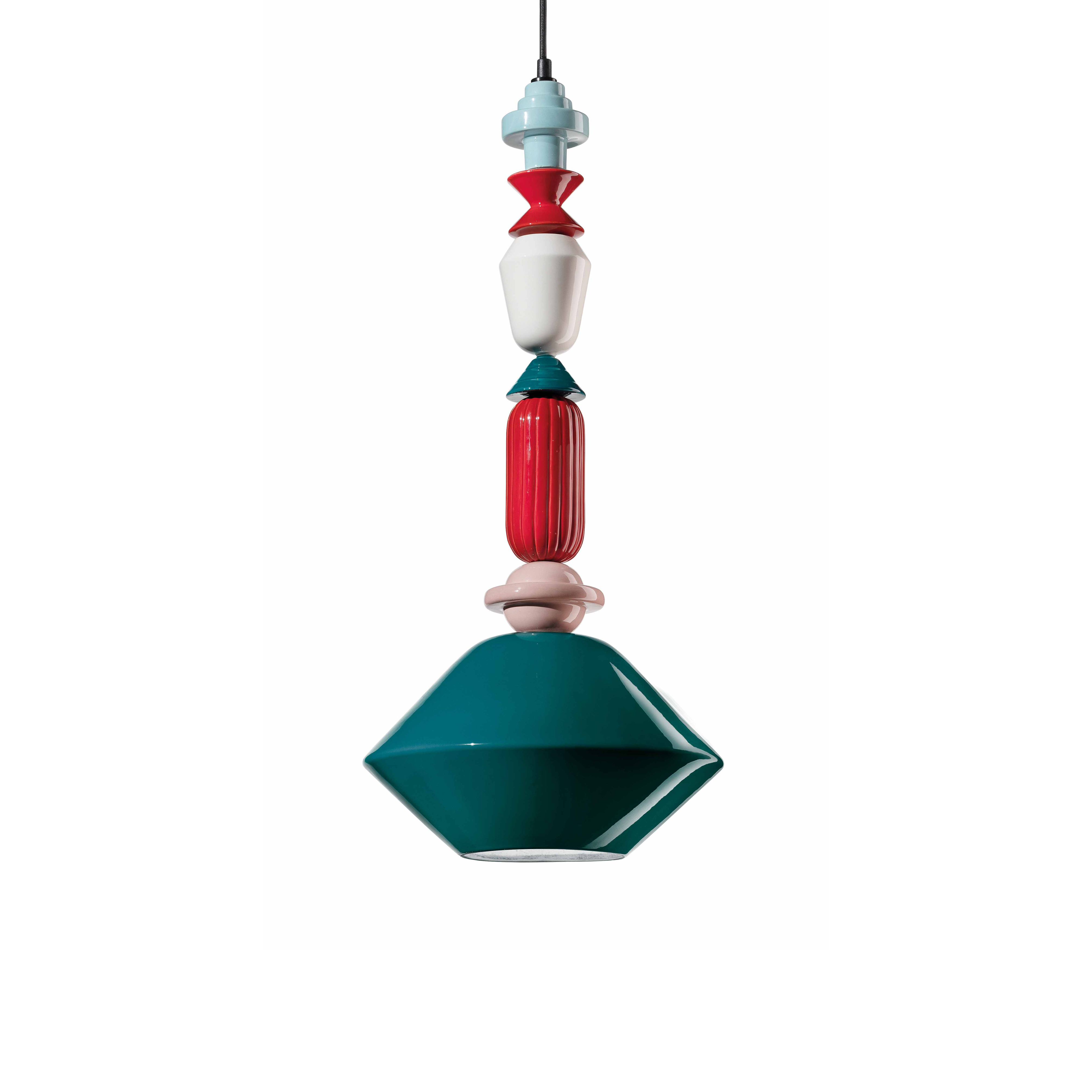 Lampa wisząca ceramiczna LARIAT niebieski petrol