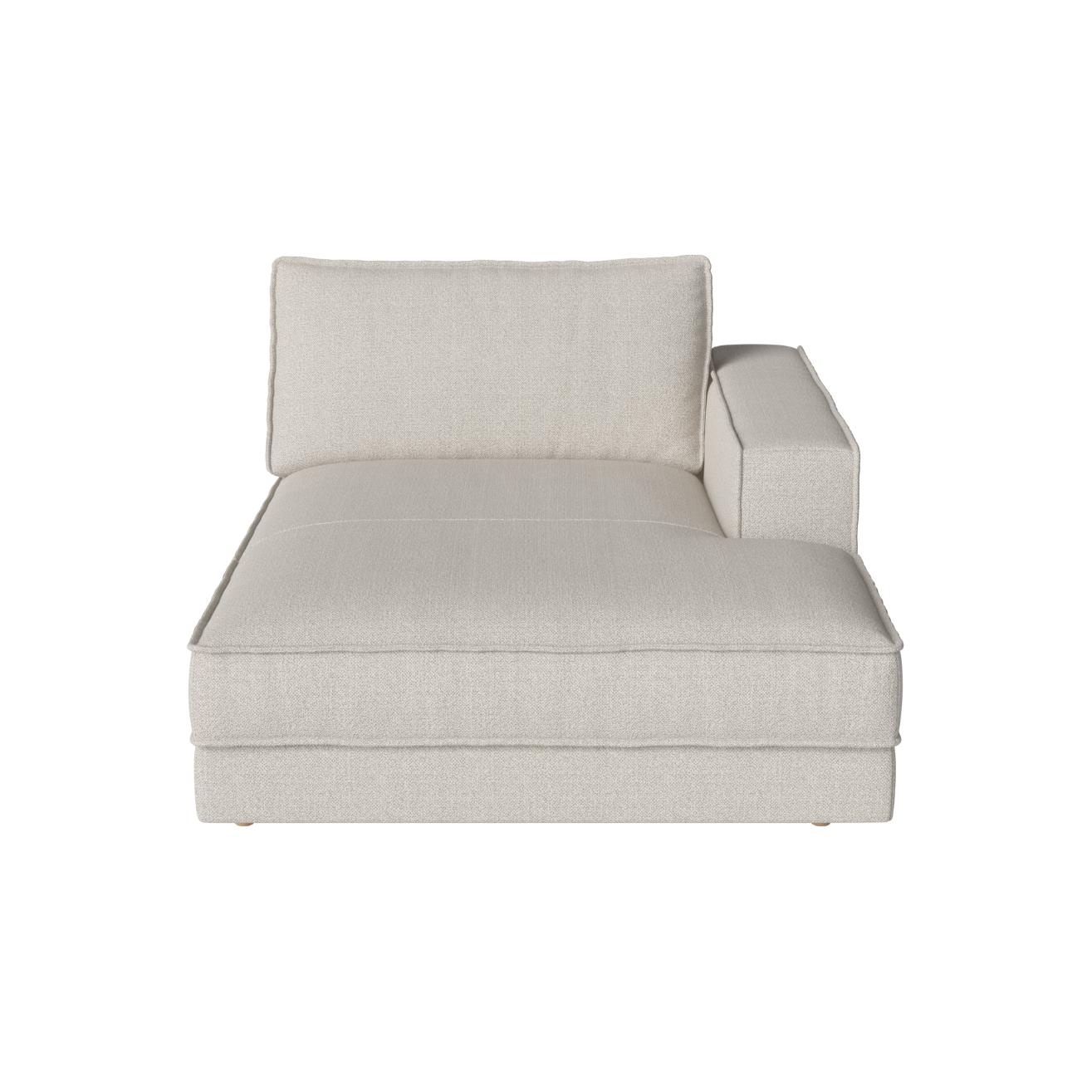 Sofa modułowa NOORA - szezlong prawostronny z bieloną podstawą