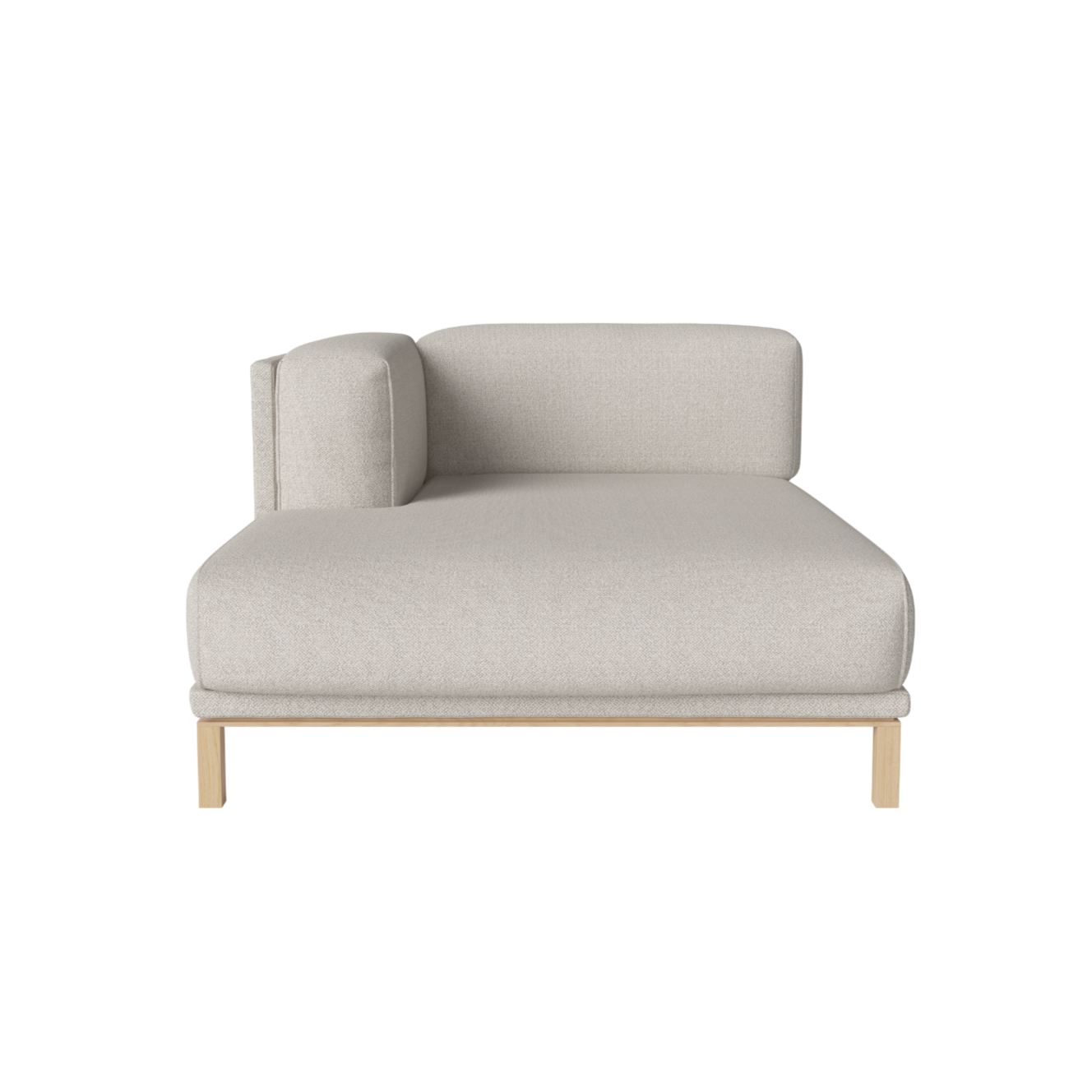 Sofa modułowa COSY - szezlong lewostronny z bieloną podstawą
