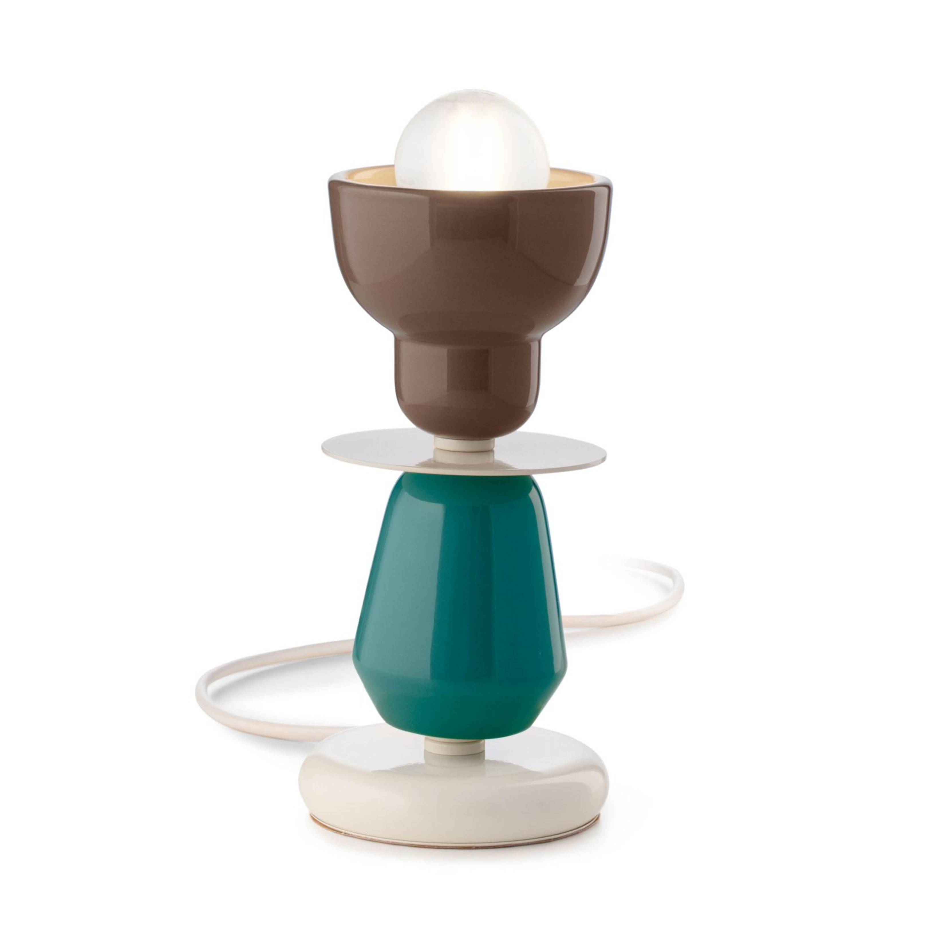 Turquoise ceramic table lamp BERIMBAU with mocha