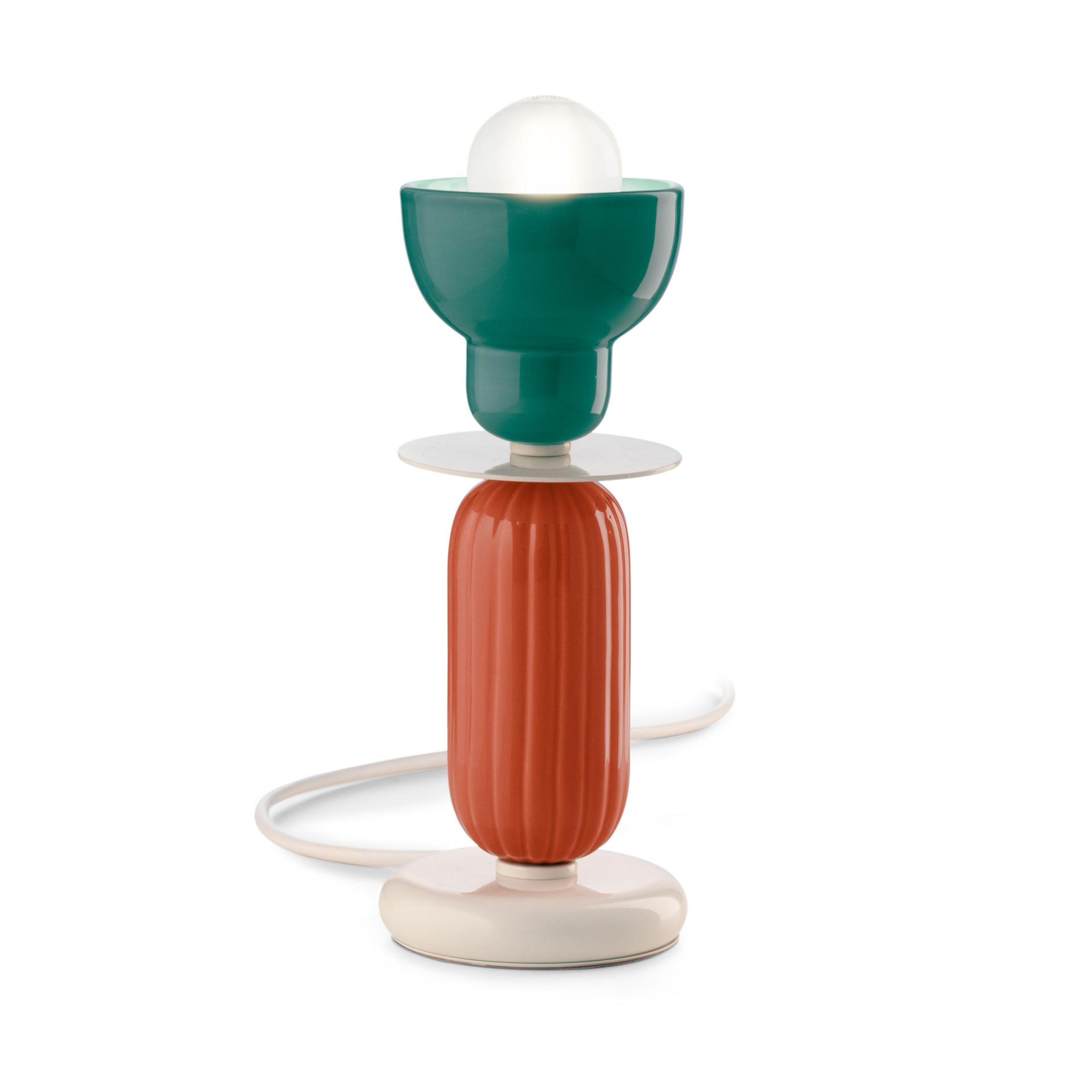 Ceramic table lamp BERIMBAU orange with turquoise