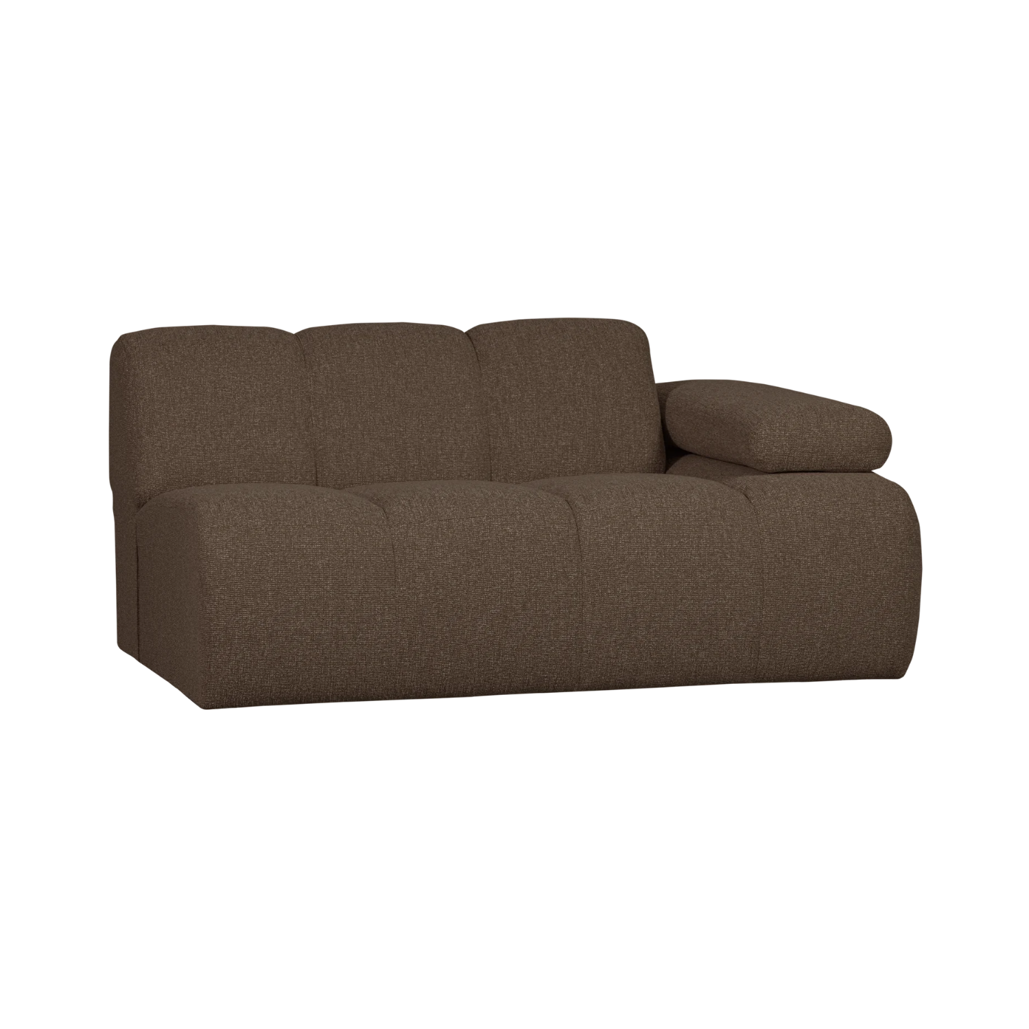 Sofa modułowa MOJO - element 1,5-osobowy prawostronny ciemnobrązowy bouclé