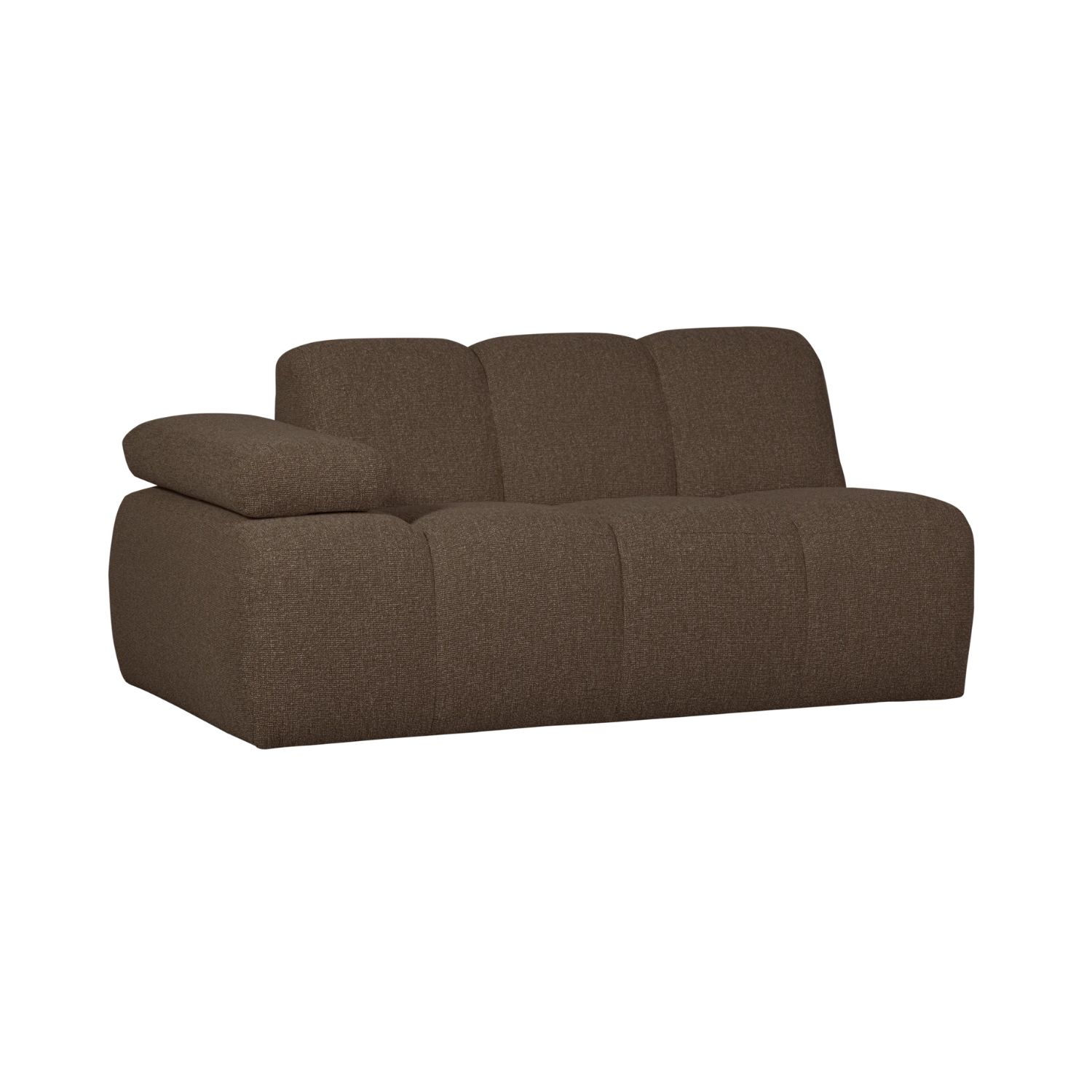 Sofa modułowa MOJO - element 1,5-osobowy lewostronny ciemnobrązowy bouclé