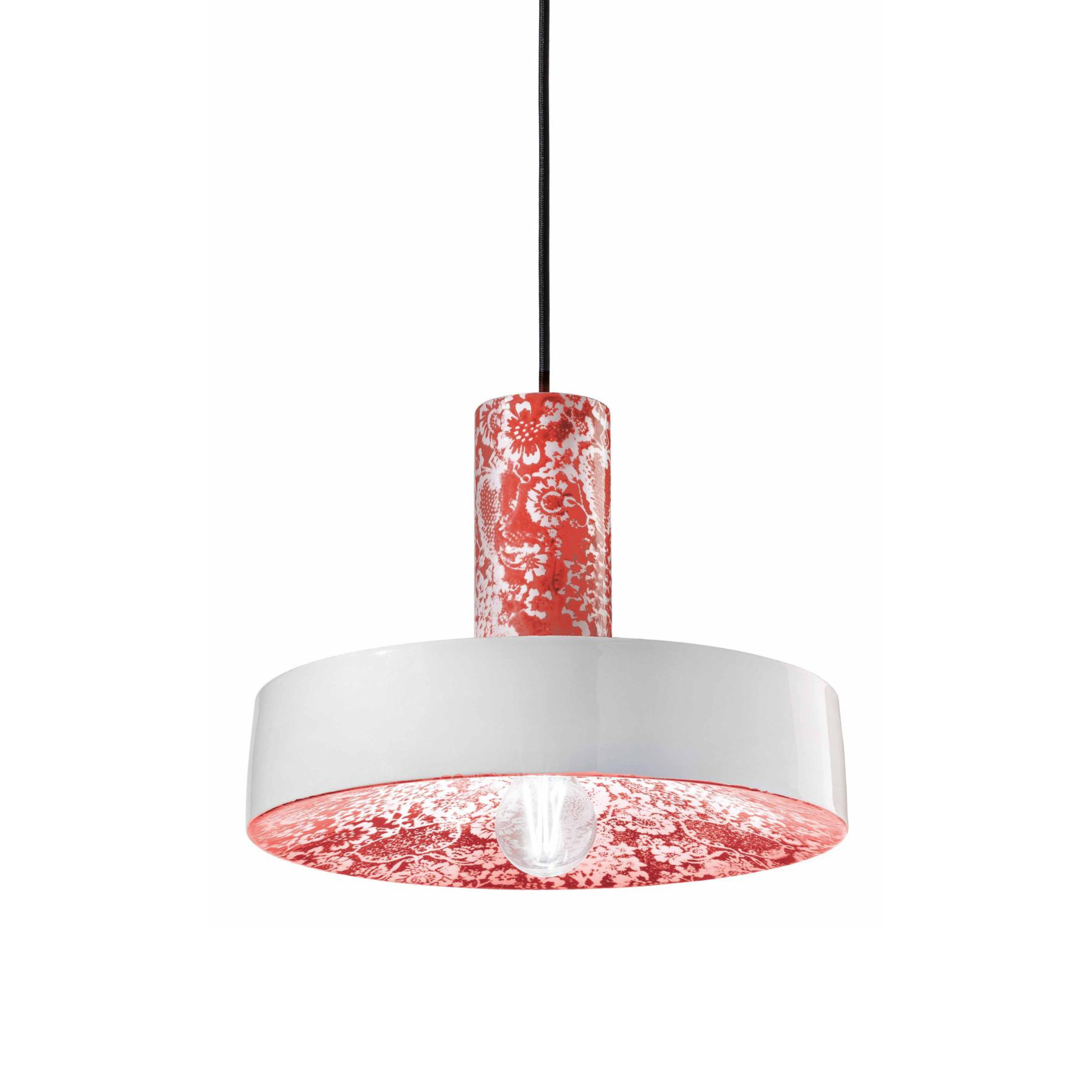 Lampa wisząca ceramiczna PI czerwone kwiaty