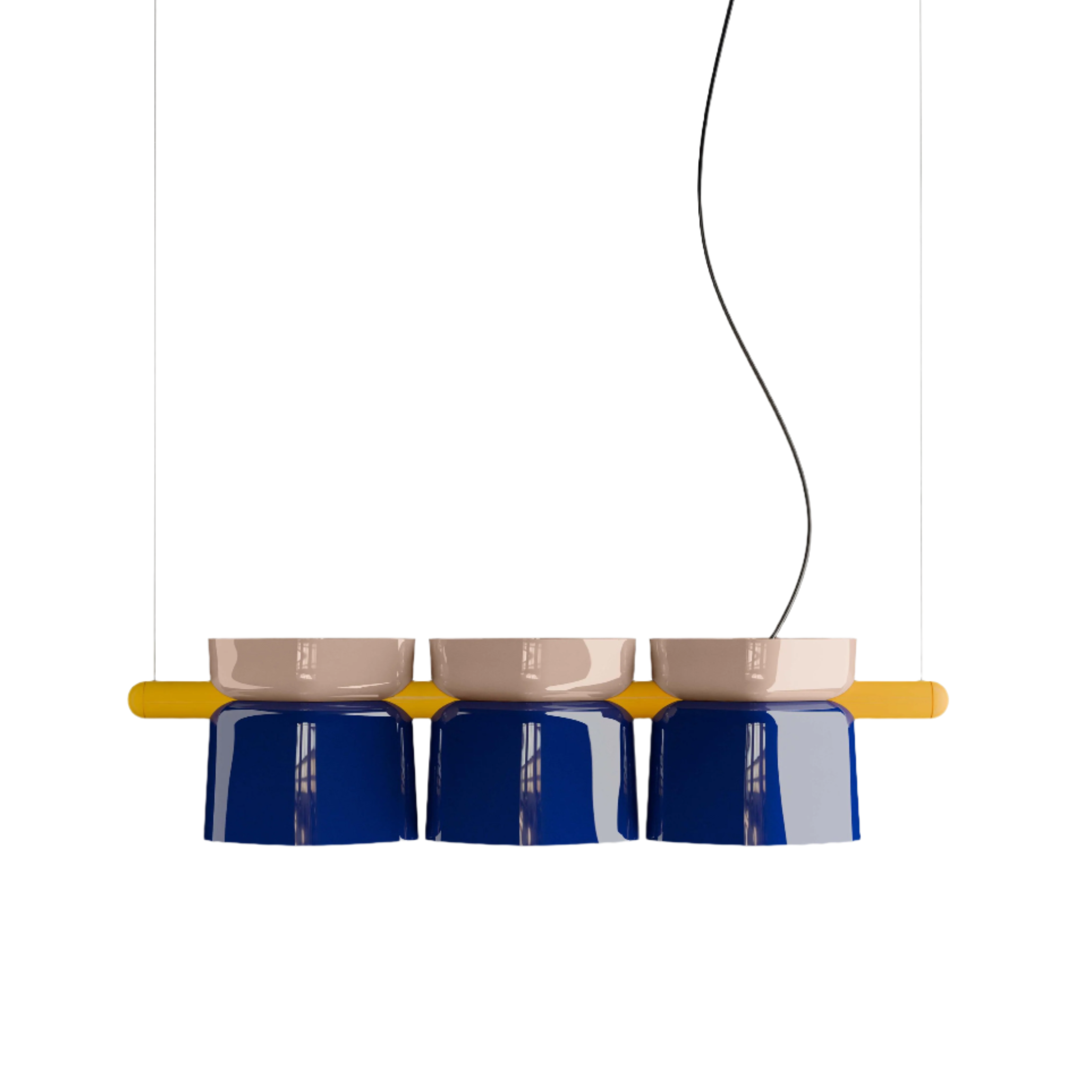 Lampa wisząca ceramiczna YAKITORI kobaltowy z beżowym i żółtym