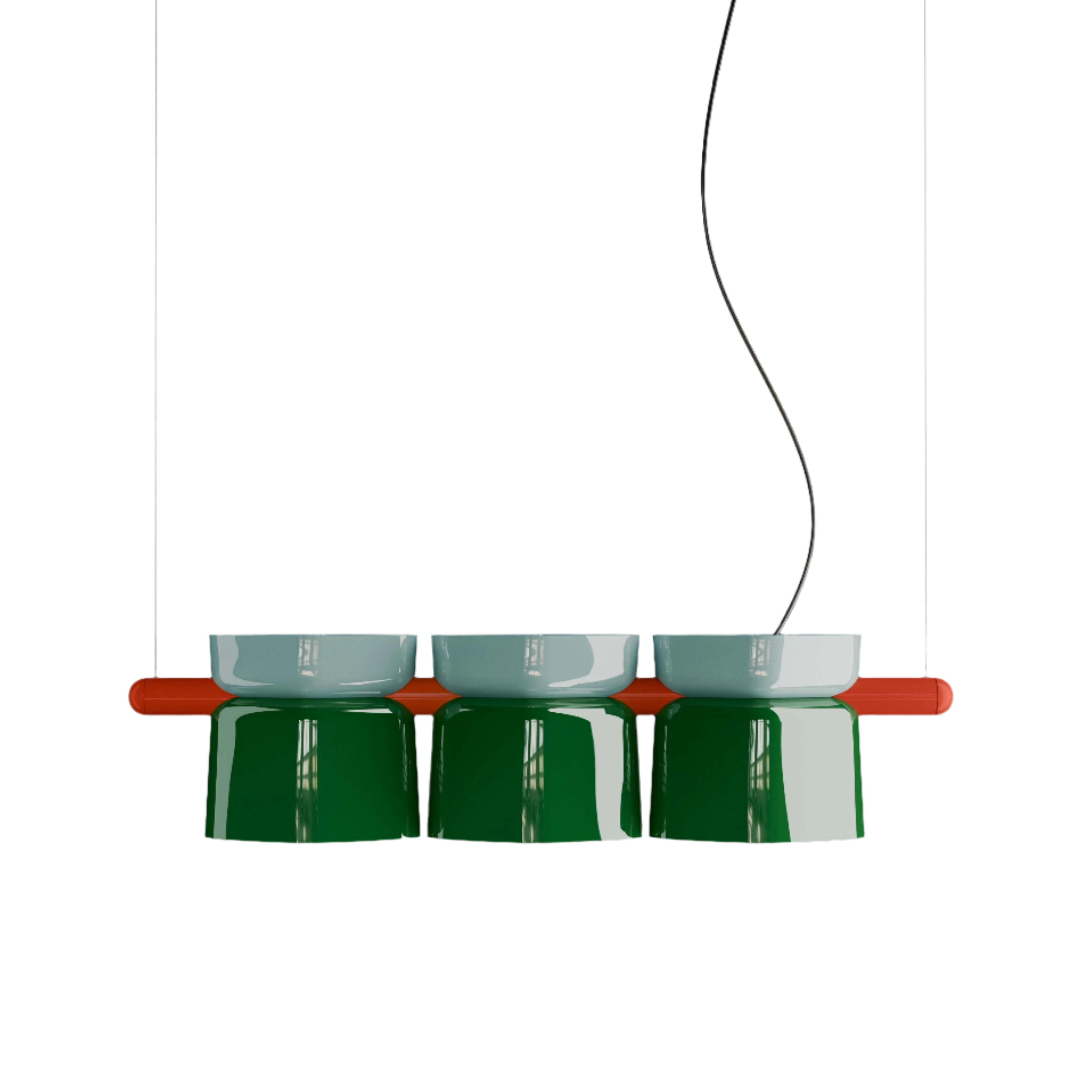 Lampa wisząca ceramiczna YAKITORI szałwiowy zielony z błękitnym i pomarańczowym