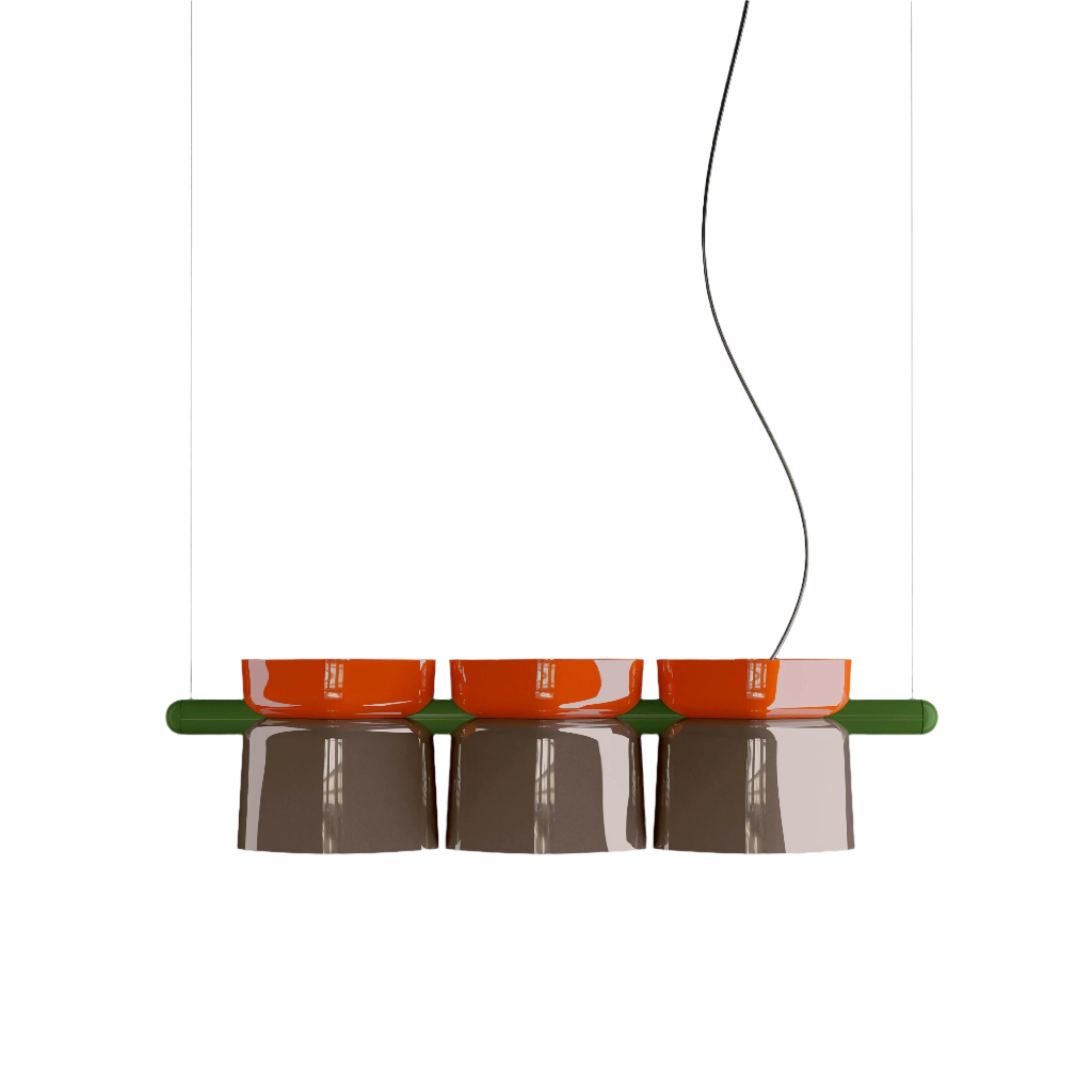 Lampa wisząca ceramiczna YAKITORI mokka z pomarańczowym i szałwiowym zielonym