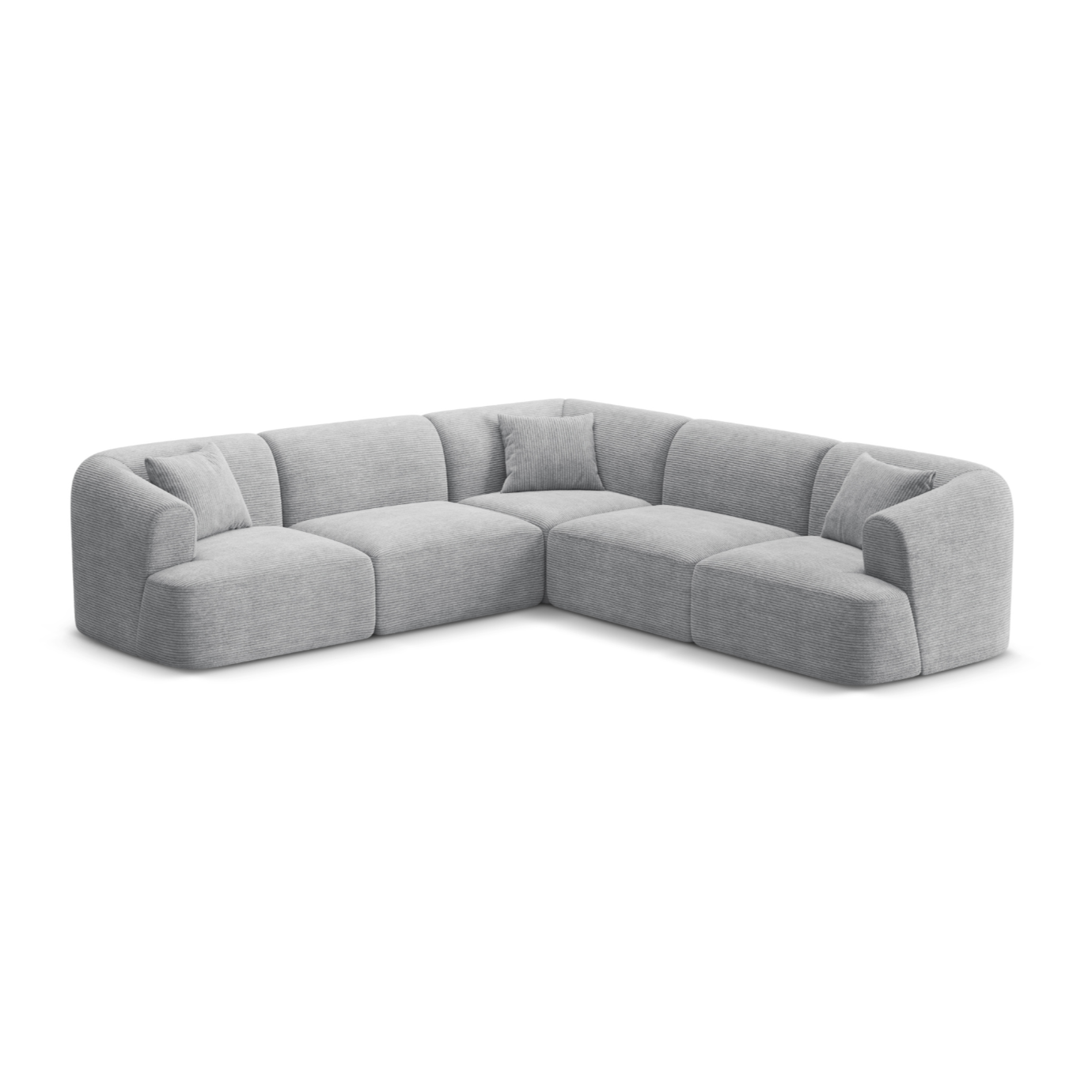 Symmetrische 4-Sitzer-Couch CAMPI hellgrau Cord