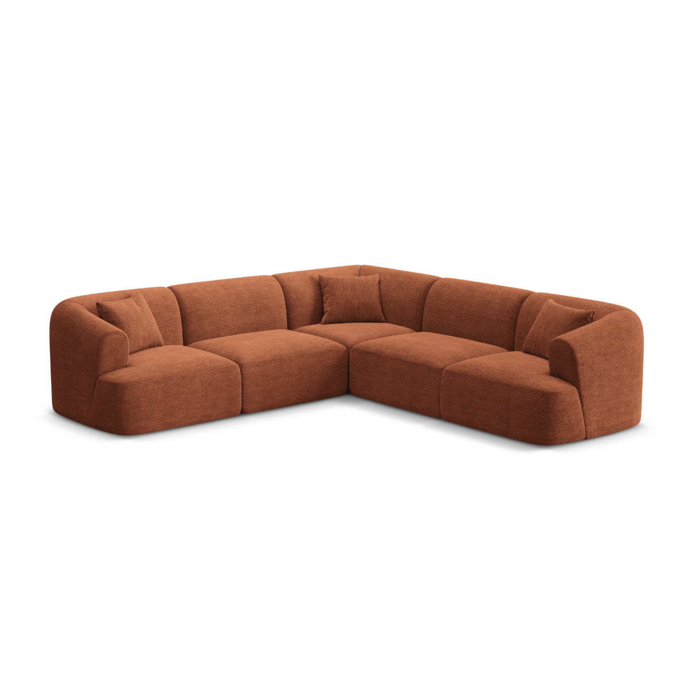 Symmetrische 4-Sitzer-Couch CAMPI ziegelrotes Cord