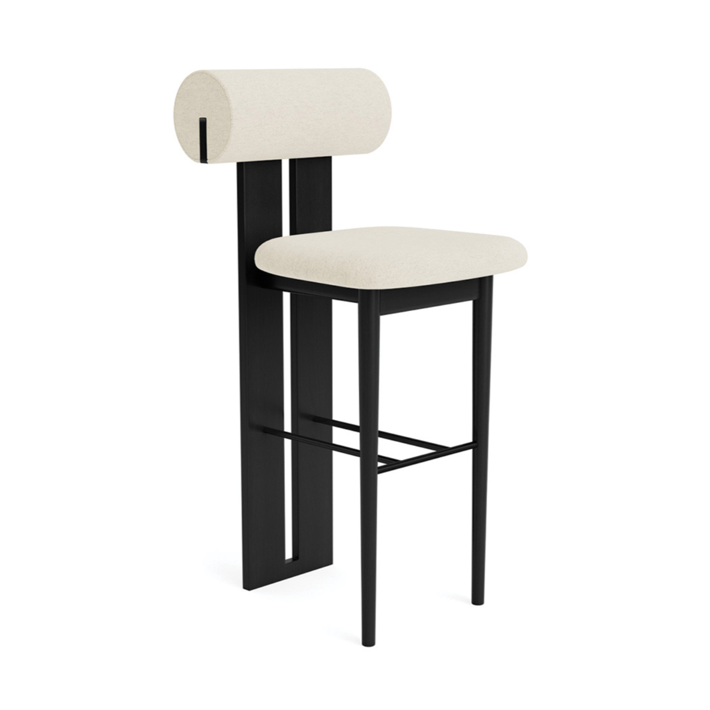 Upholstered stool HIPPO black oak wood