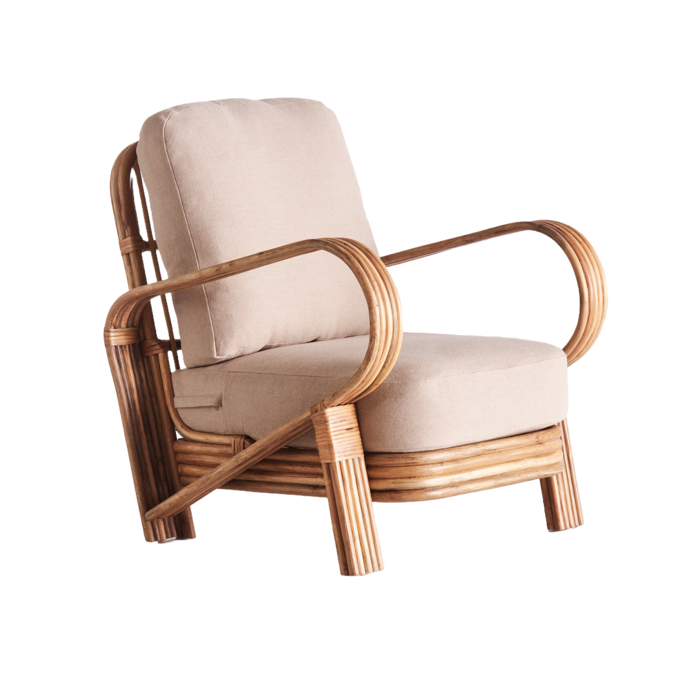 Sessel BAMBOO beige mit gebeiztem Bambus