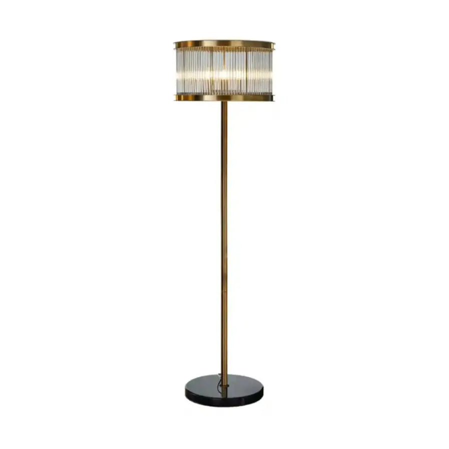 Lampa podłogowa DAGMAR szkło ze złotą podstawą – Richmond Interiors