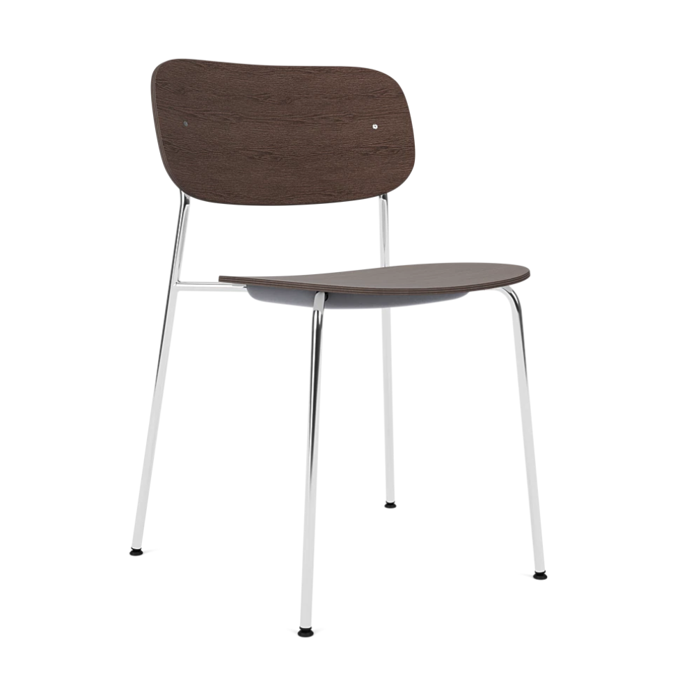 CO Chair dark oak veneer with chrome base