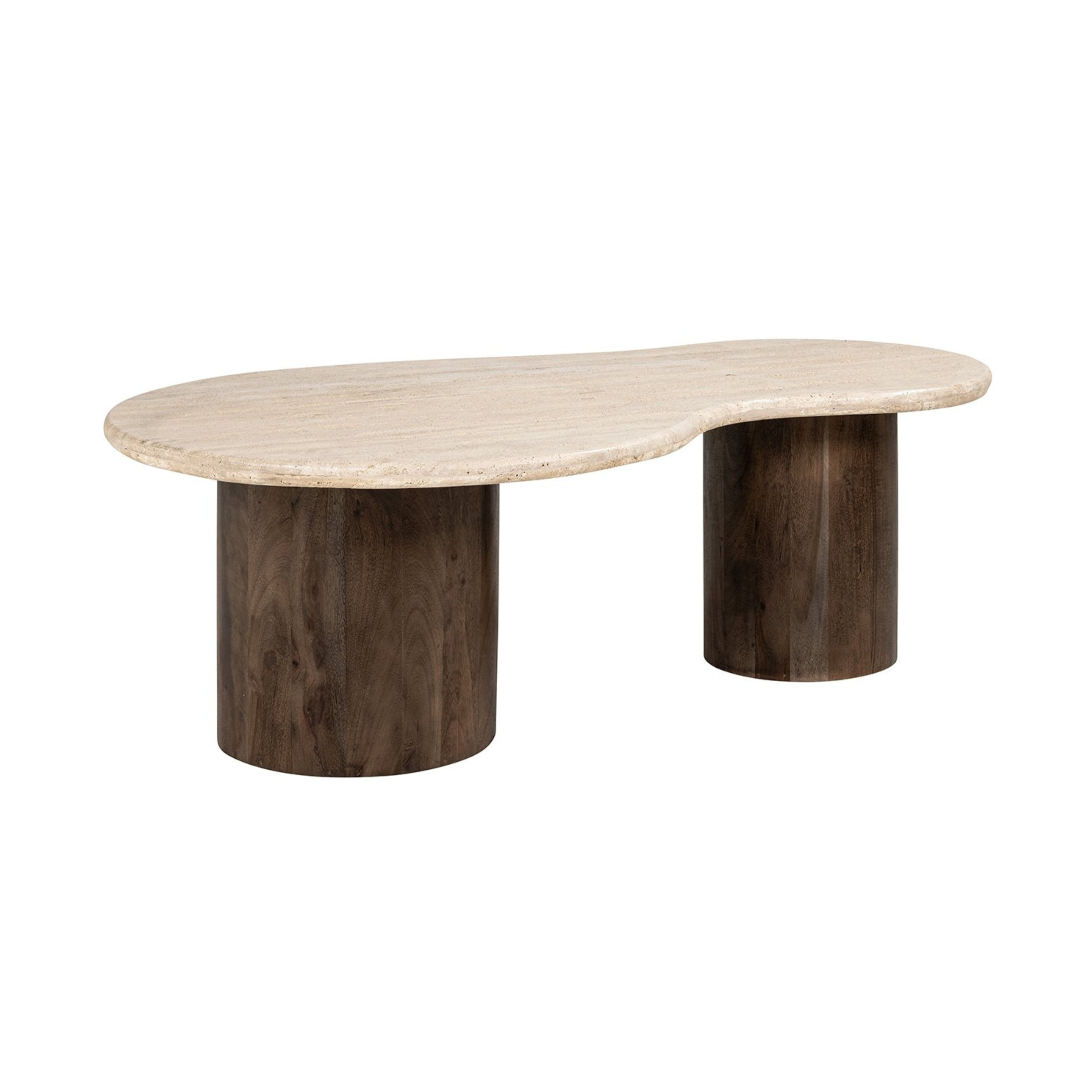 Couchtisch DOUGLAS aus Travertin mit Holzgestell