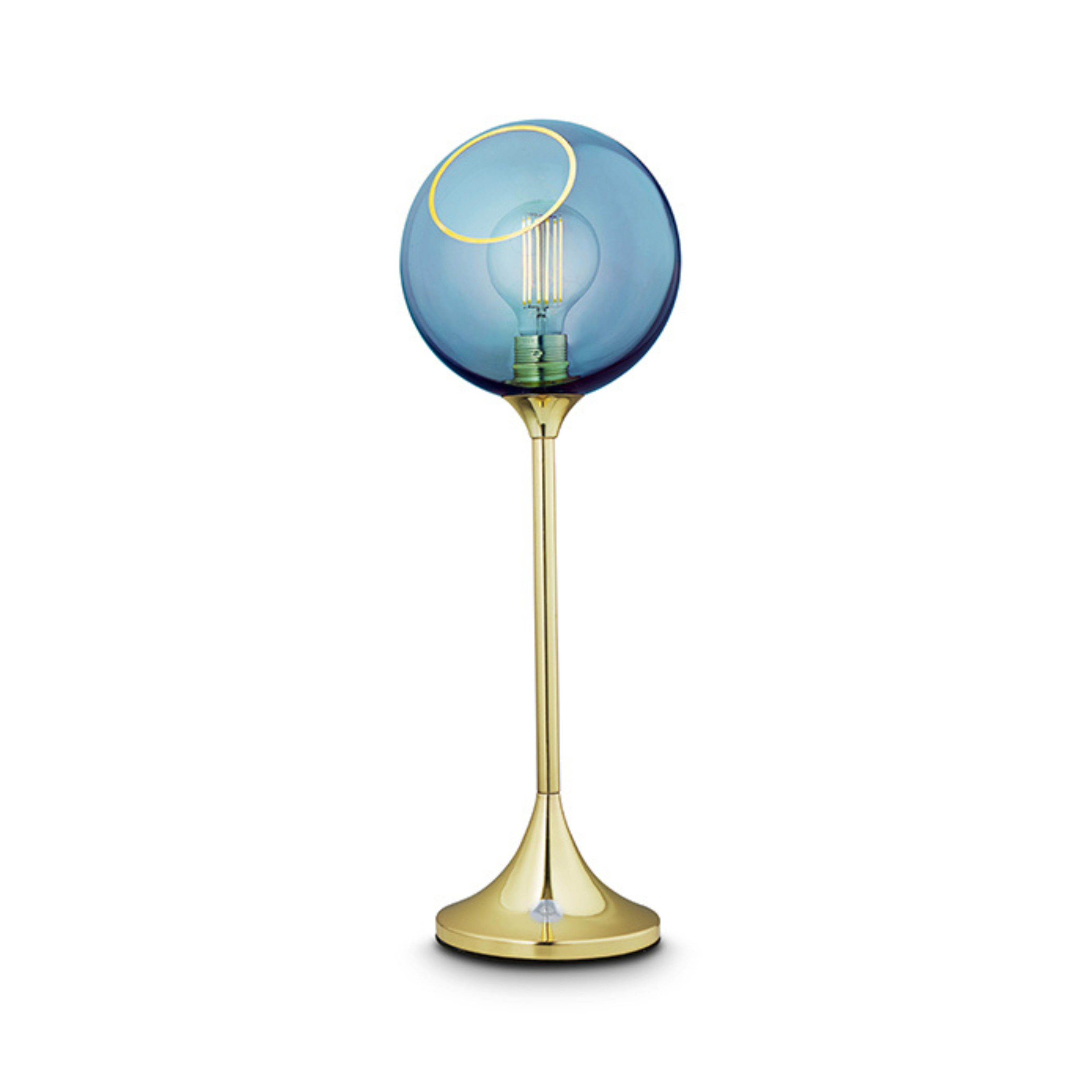 Lampa stołowa BALLROOM błękitny ze złotą podstawą