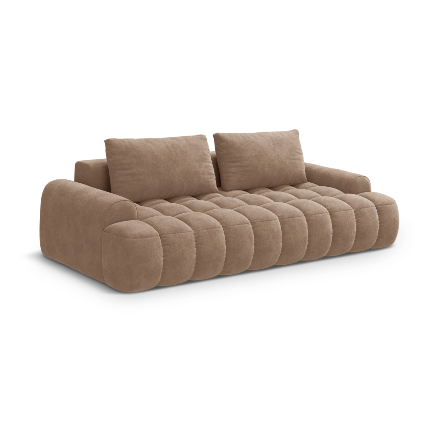 Sofa aksamitna z funkcją spania 4-osobowa LINZ ciemnobeżowy