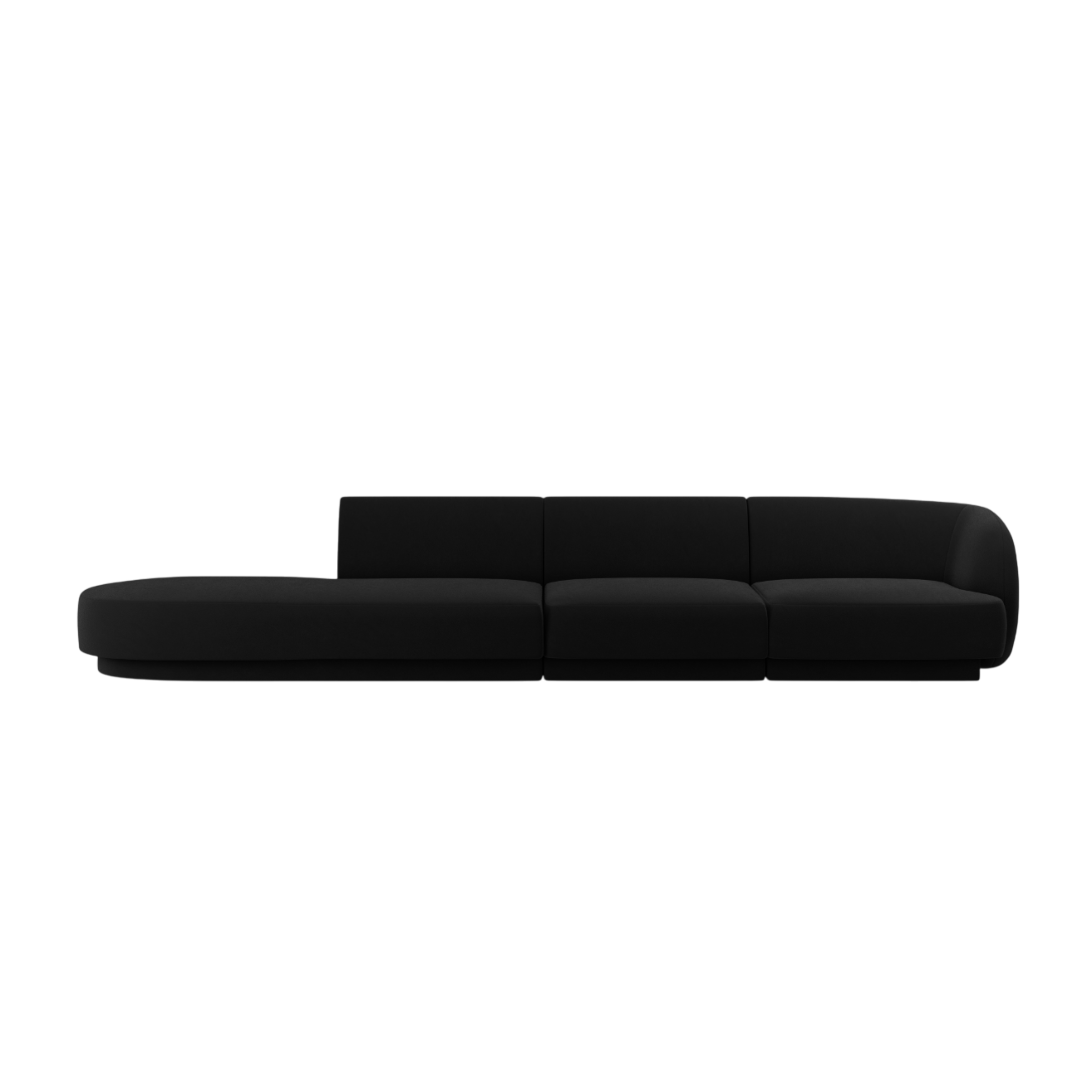 Sofa aus Samt, linksseitig, 4-sitzig, offen, MILEY, schwarz