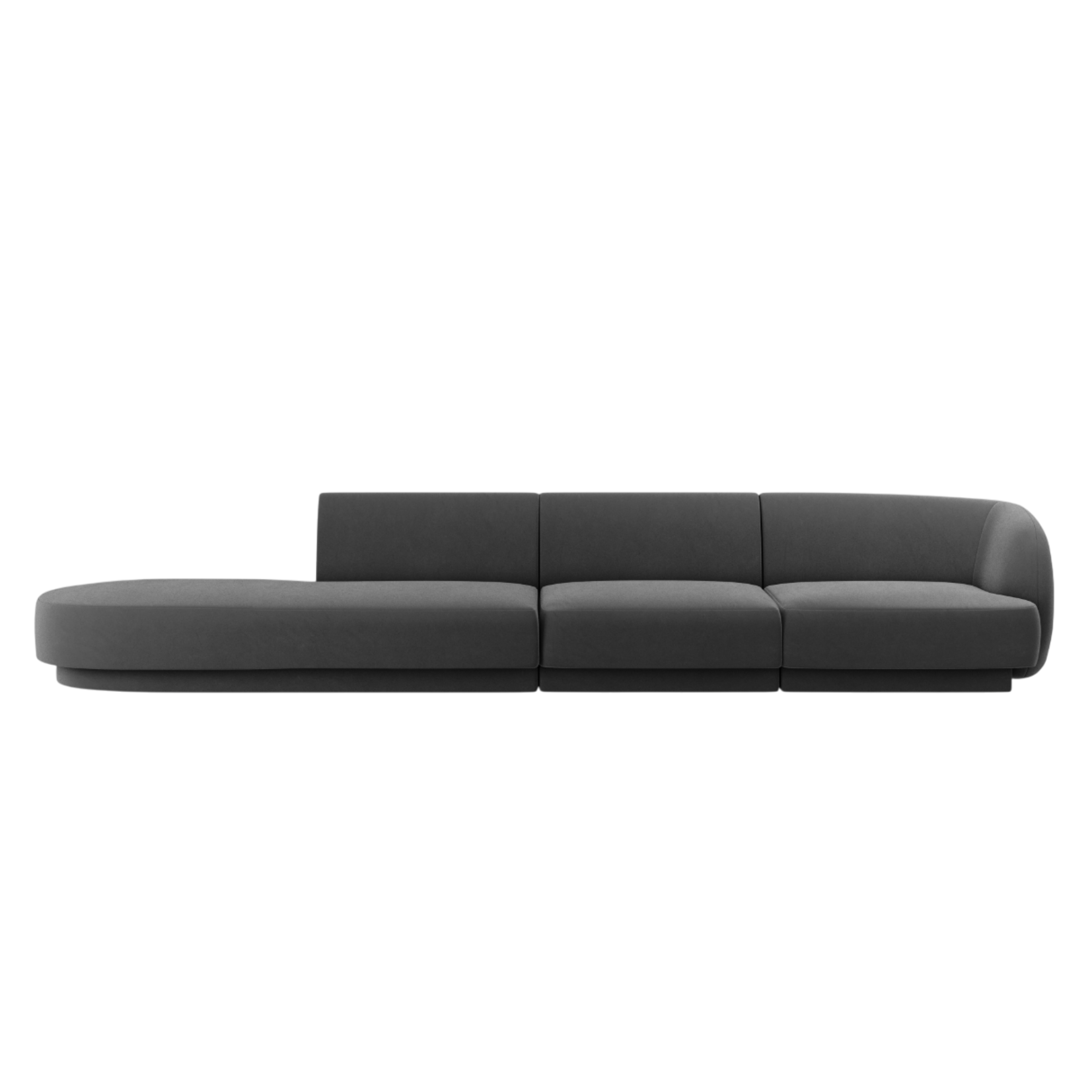 Sofa aksamitna lewostronna 4-osobowa otwarta MILEY jasnoszary