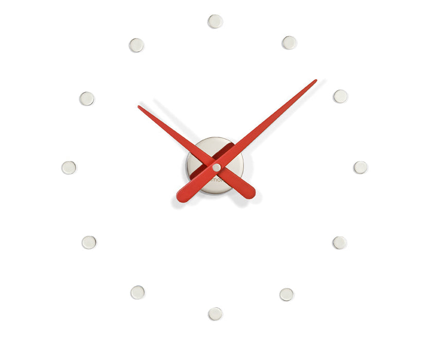 Wanduhr MINI RODON verchromt mit rotem Finish