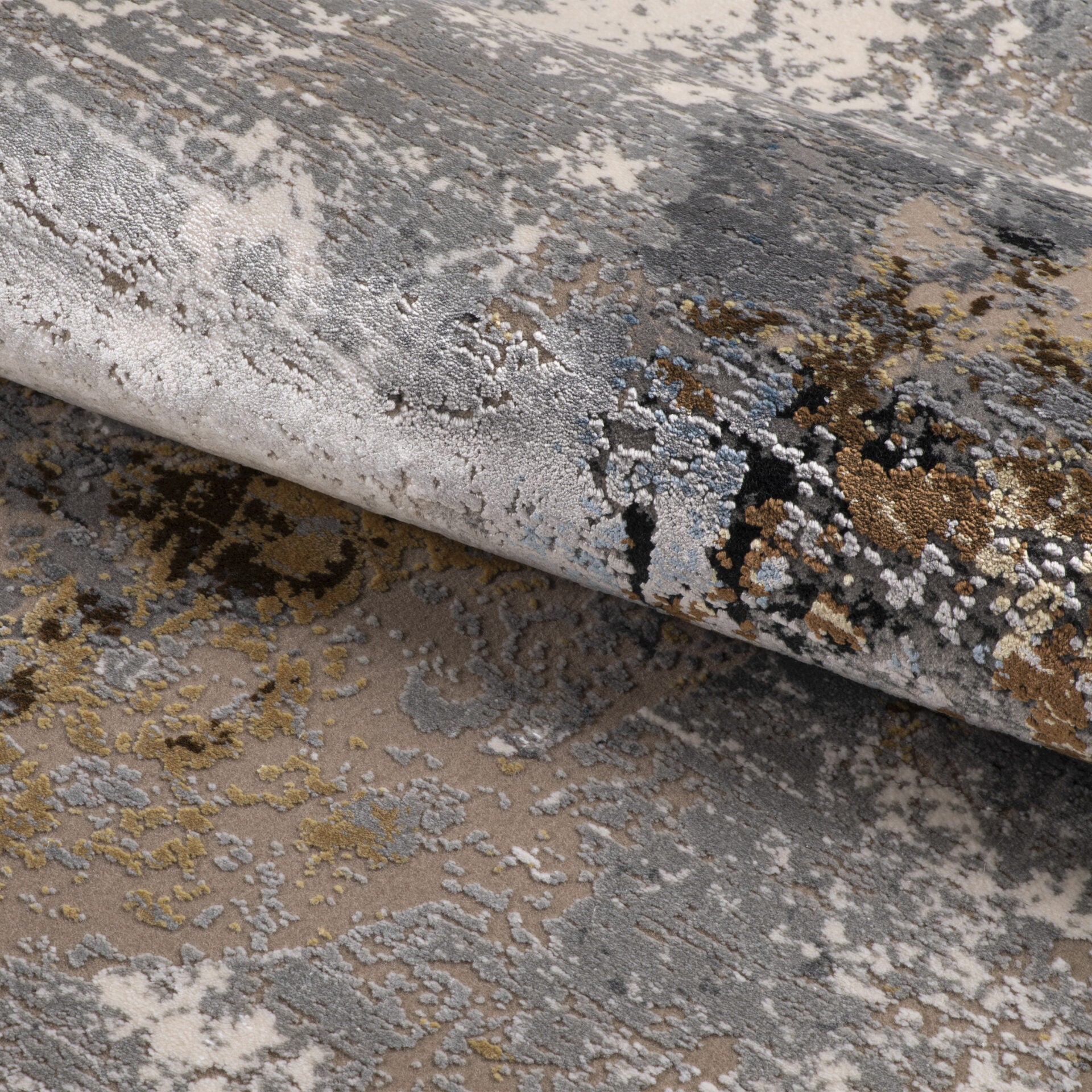 ROYAL gray rug with blue and brown