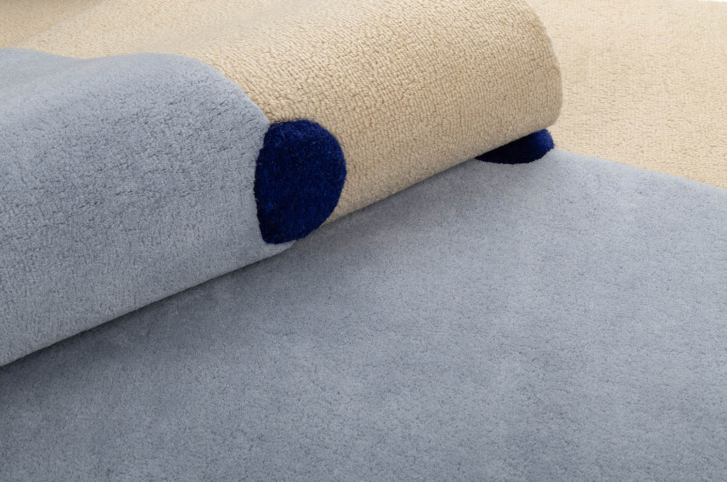 Dywan ROME beżowy z kobaltowym i niebieskim do salonu – Carpets & More