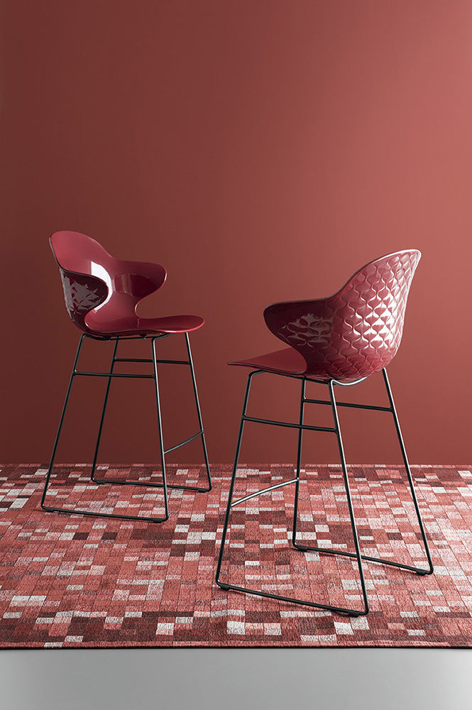 Bar Stool SAINT TROPEZ with Brown Seat and Black Metal Base