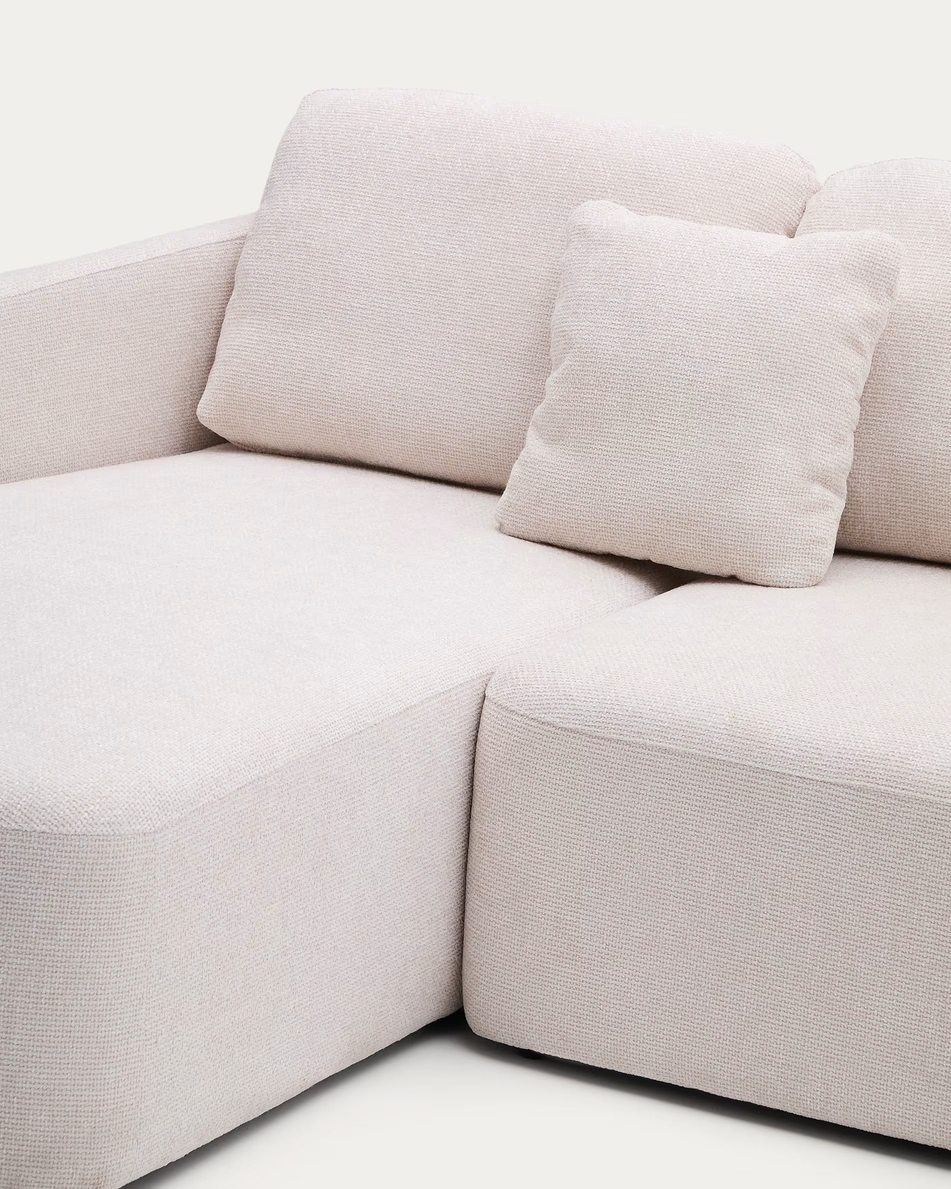 Sofa narożna lewostronna rozkładana 3-osobowa LAIRA écru