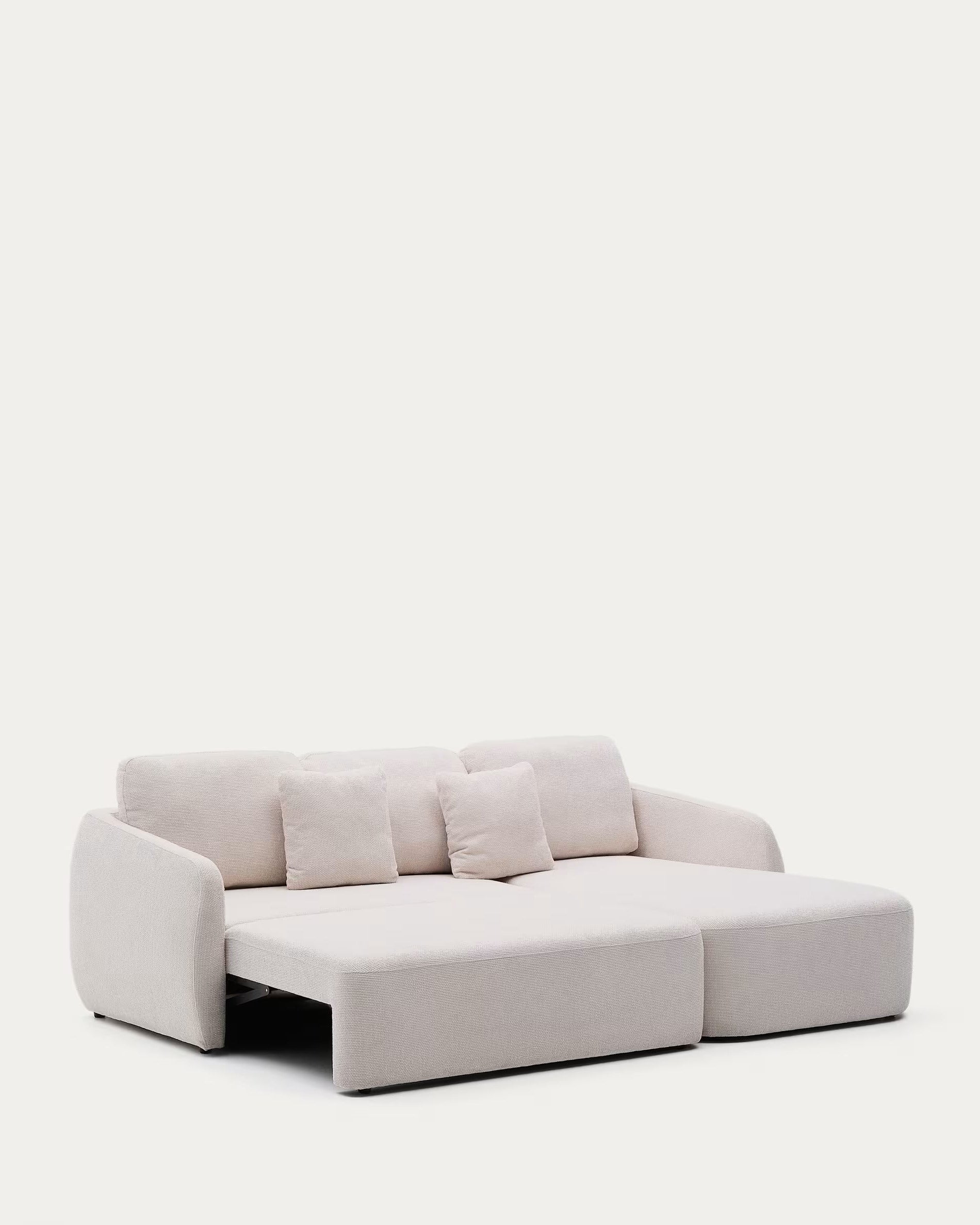 Sofa narożna lewostronna rozkładana 3-osobowa LAIRA écru