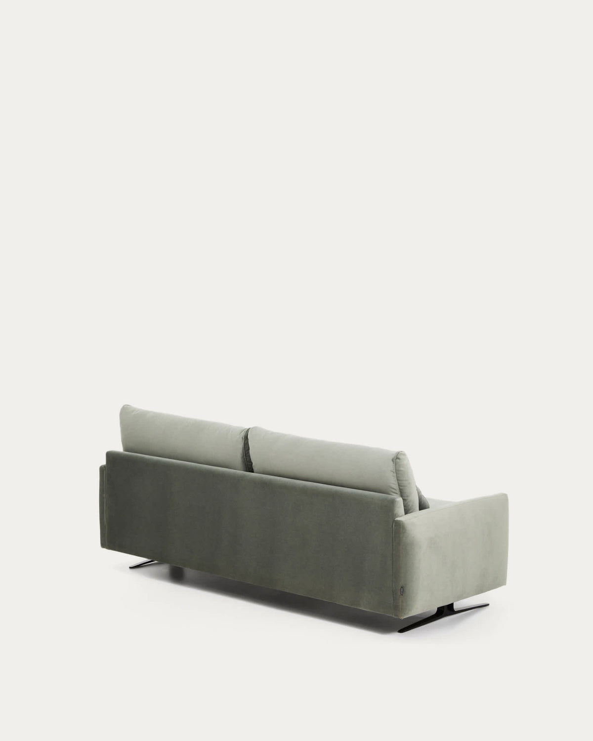Sofa 3-osobowa VELIRO zielony aksamit z czarnymi metalowymi nogami – ujęcie 9
