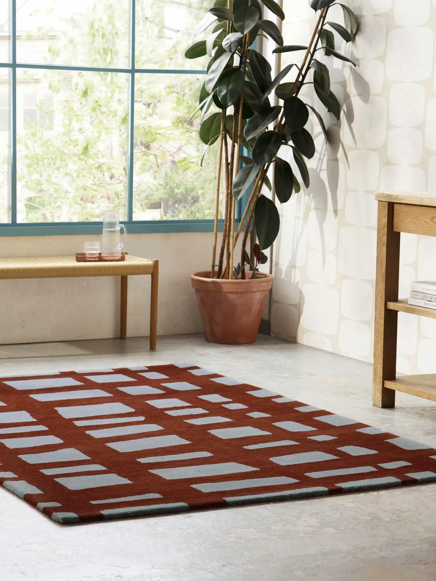 Teppich ARLO BRICK bordeaux mit Grau